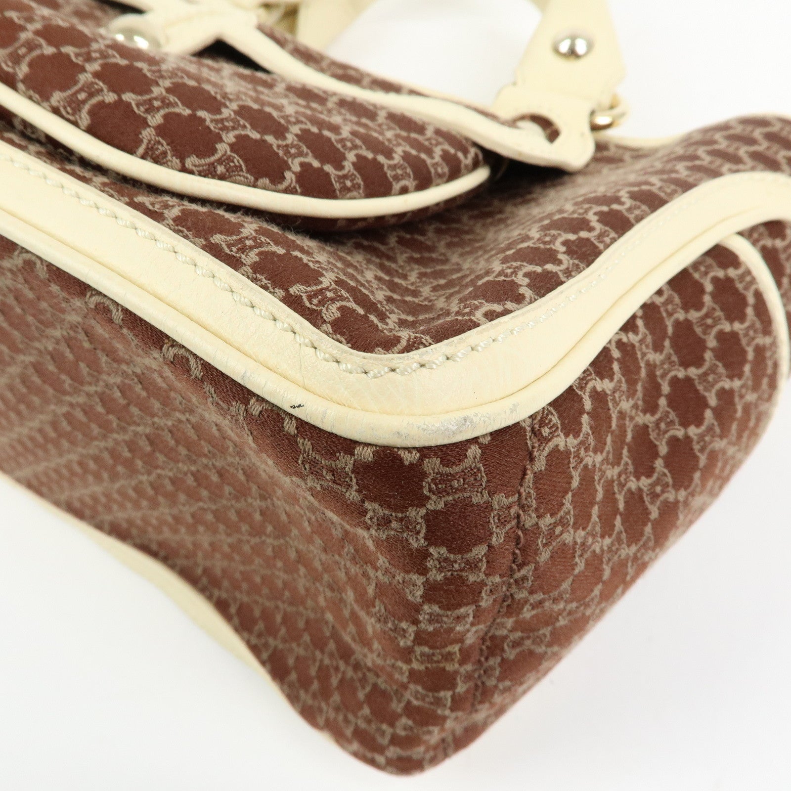 CELINE Macadam Boogie Bag Canvas Leather Hand Bag Tote Bag Brown