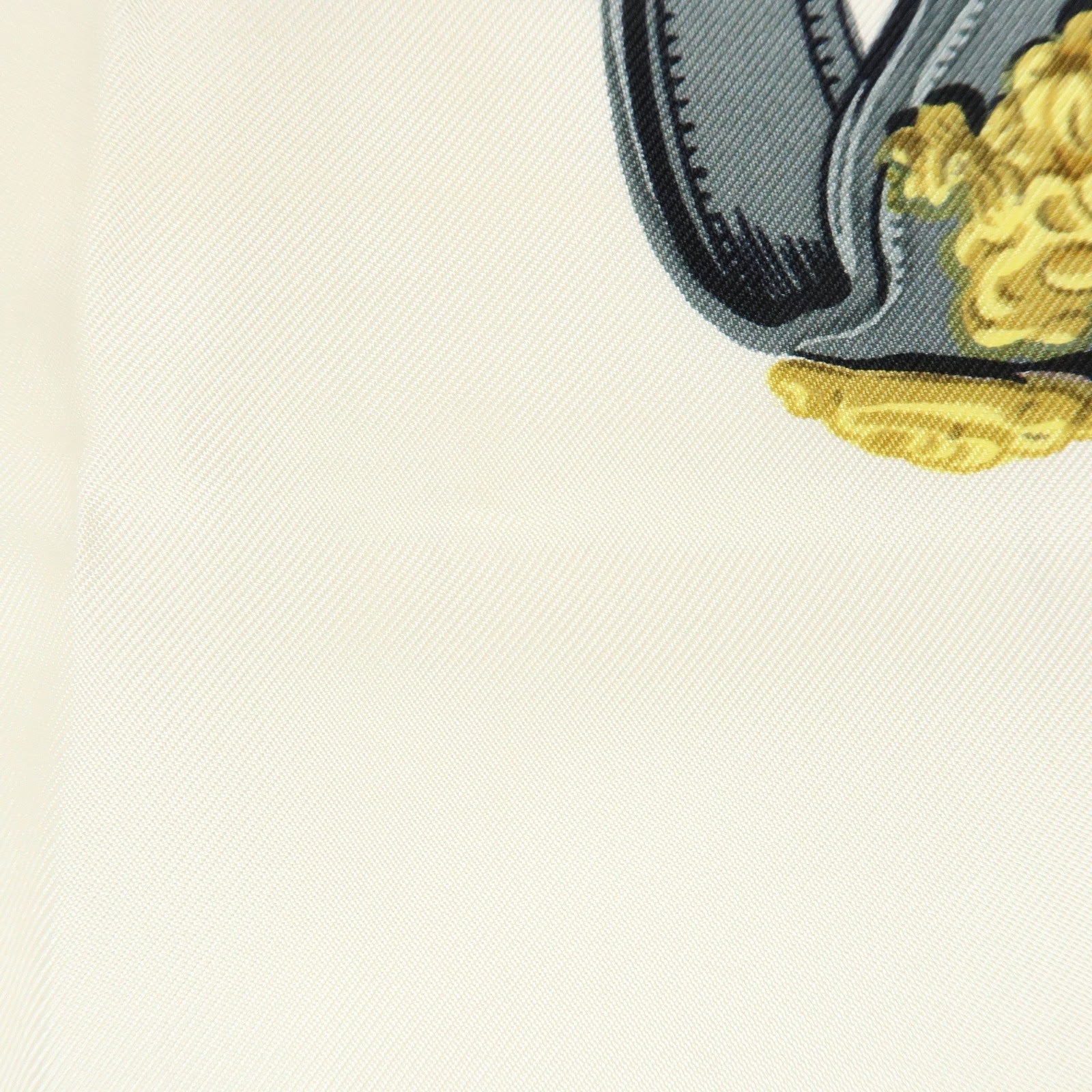 HERMES Carre 90 Silk 100% Scarf BRIDES DE GALA Gold Gray