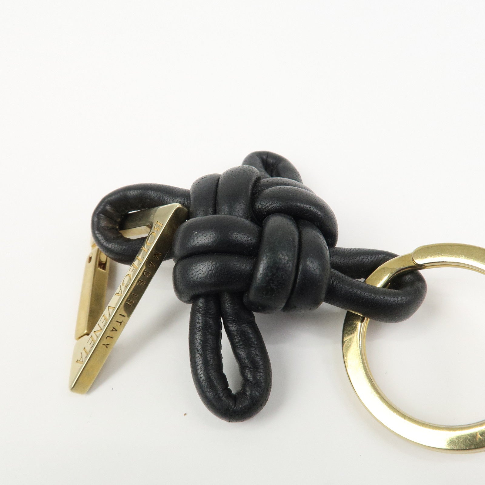 BOTTEGA VENETA Nappa Leather Bag Charm Key Chain Black