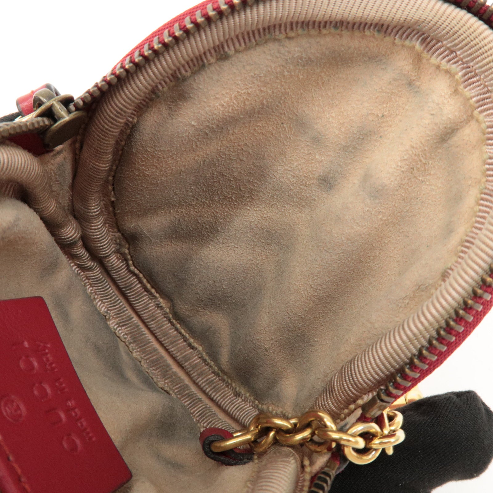 GUCCI GG Marmont Leather Round Coin Case Red 575160 Used