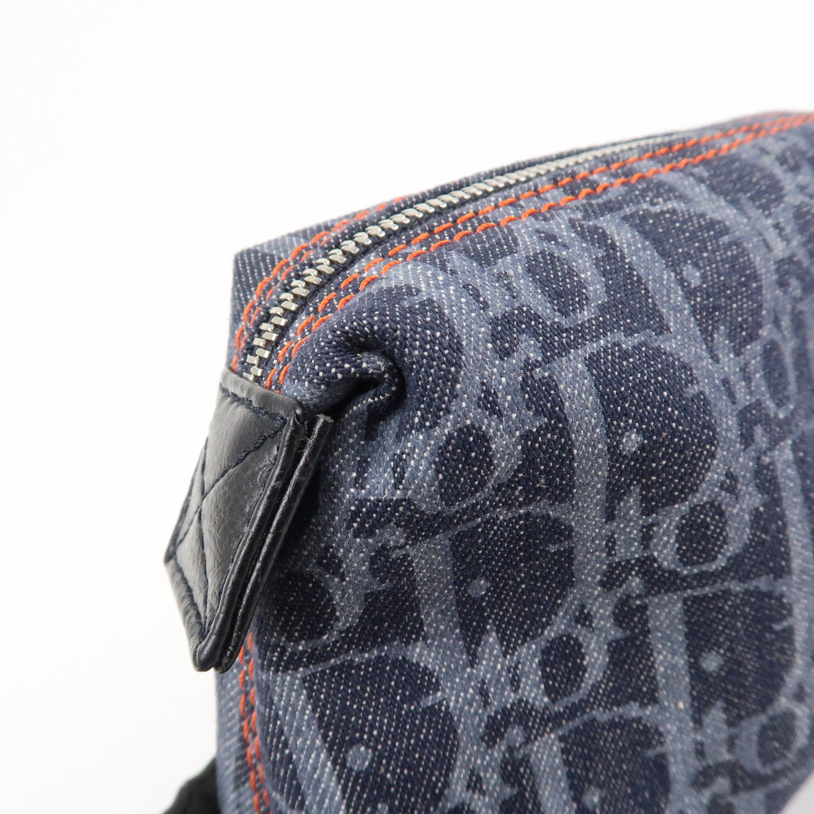 Christian Dior Denim Cosmetic Pouch Indigo Blue Orange