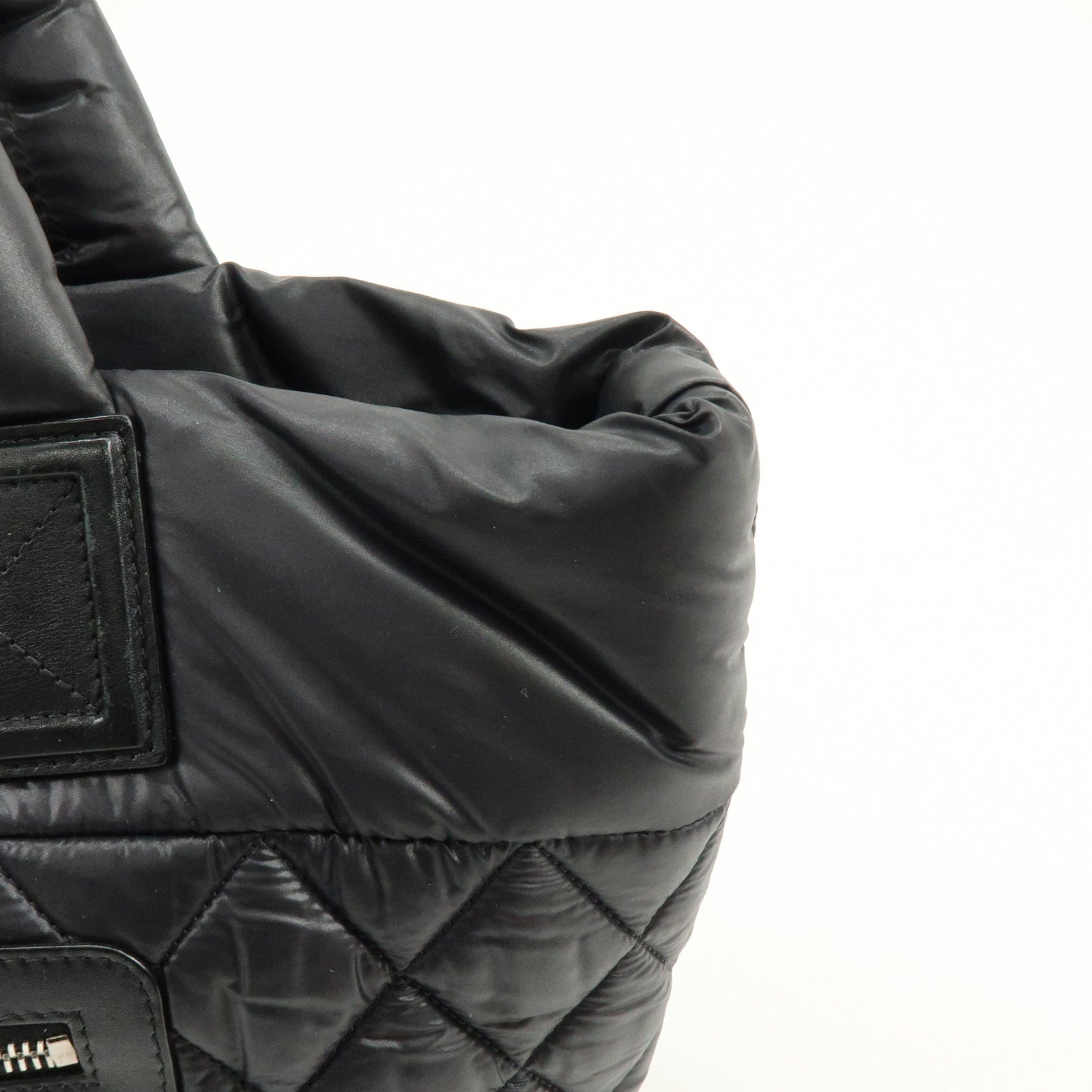 CHANEL COCO Cocoon PM Nylon Leather Tote Bag Hand Bag Black A48610