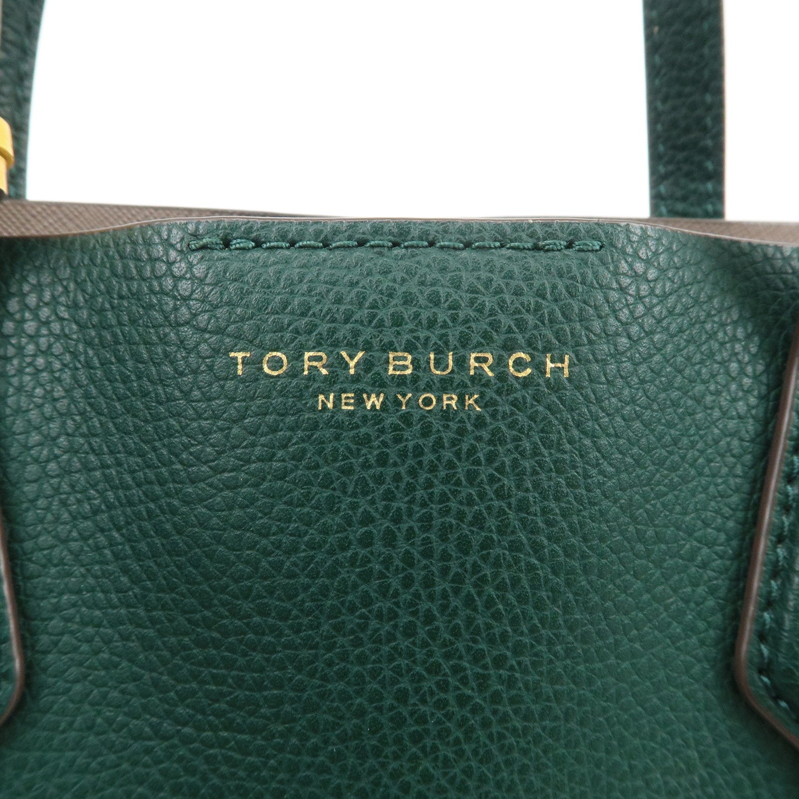 TORY BURCH Perry Logo Leather 2Way Bag Hand Bag Shoulder Bag Green