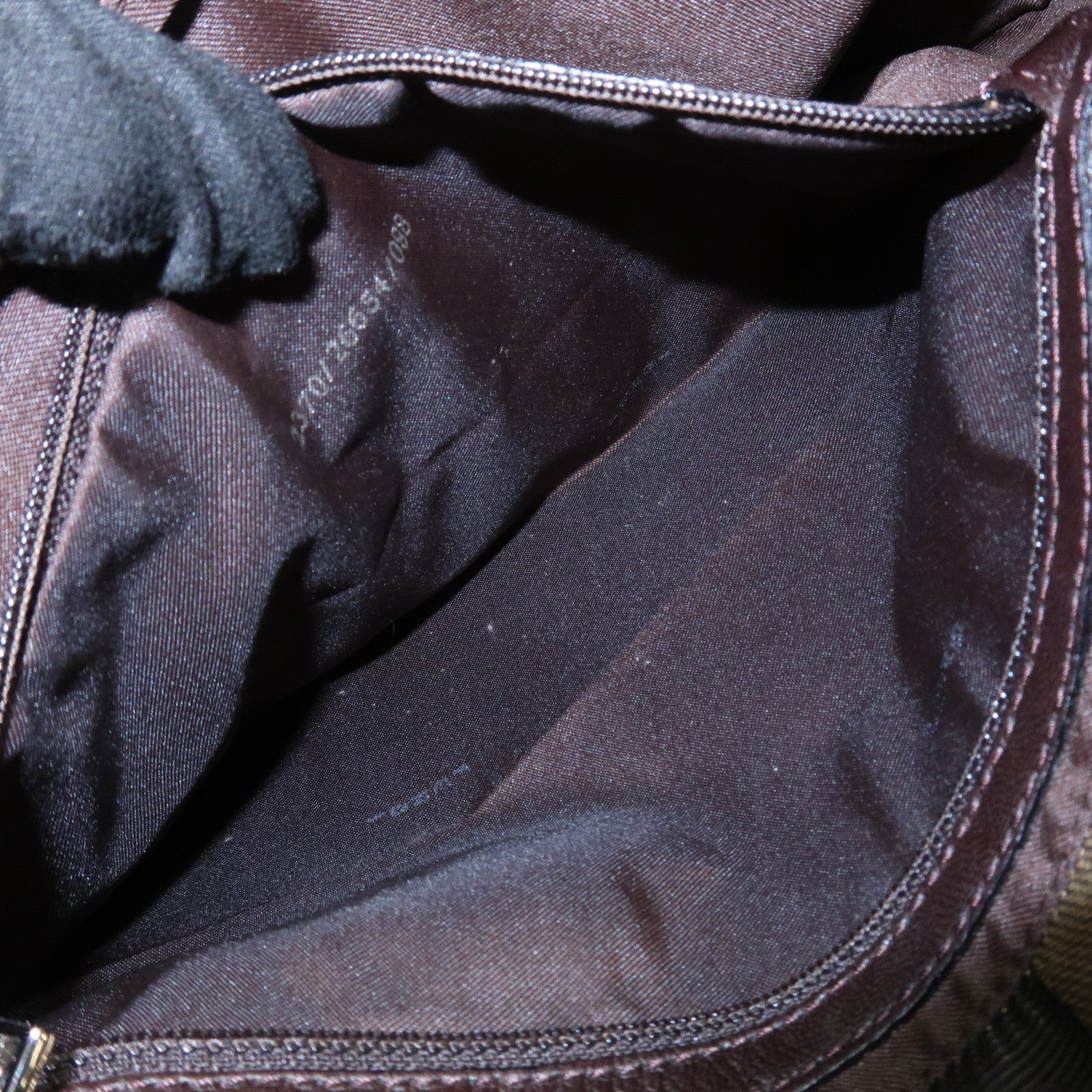 FENDI Pequin Canvas Leather Shoulder Bag Brown Black 26654