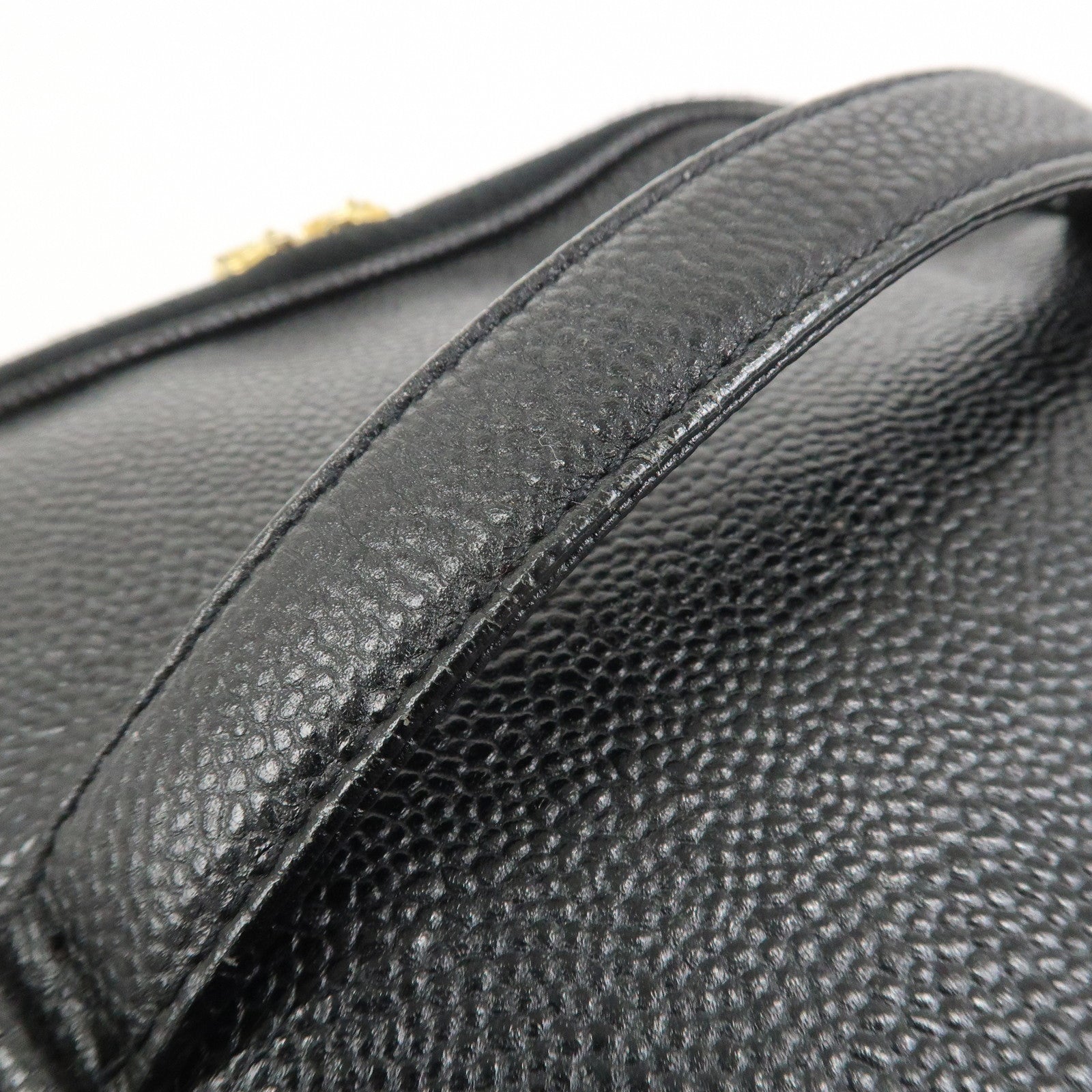 CHANEL Caviarskin COCO Mark Vanity Bag Hand Bag Black A01997