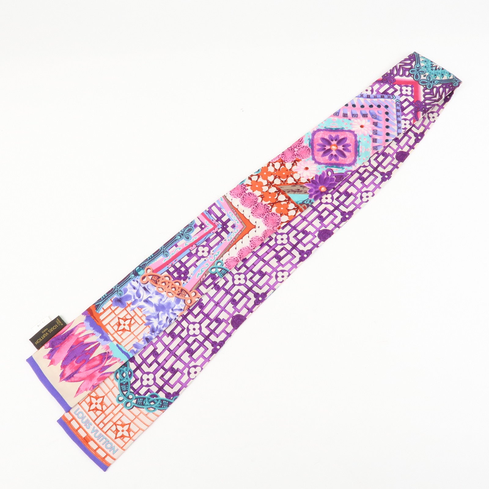 Louis Vuitton 100% Silk Bandeau Multicolor Purple Scarf Used