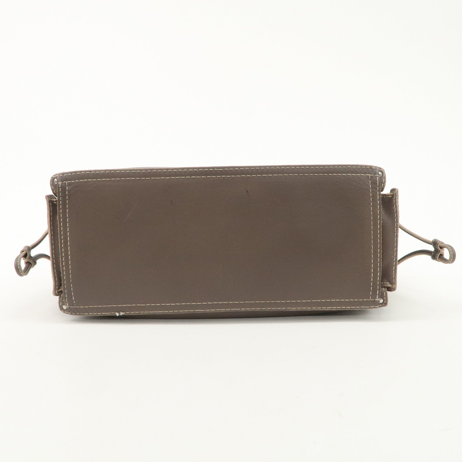 LOEWE Anagram Leather Shopper Tote Bag Shoulder Bag Brown Used