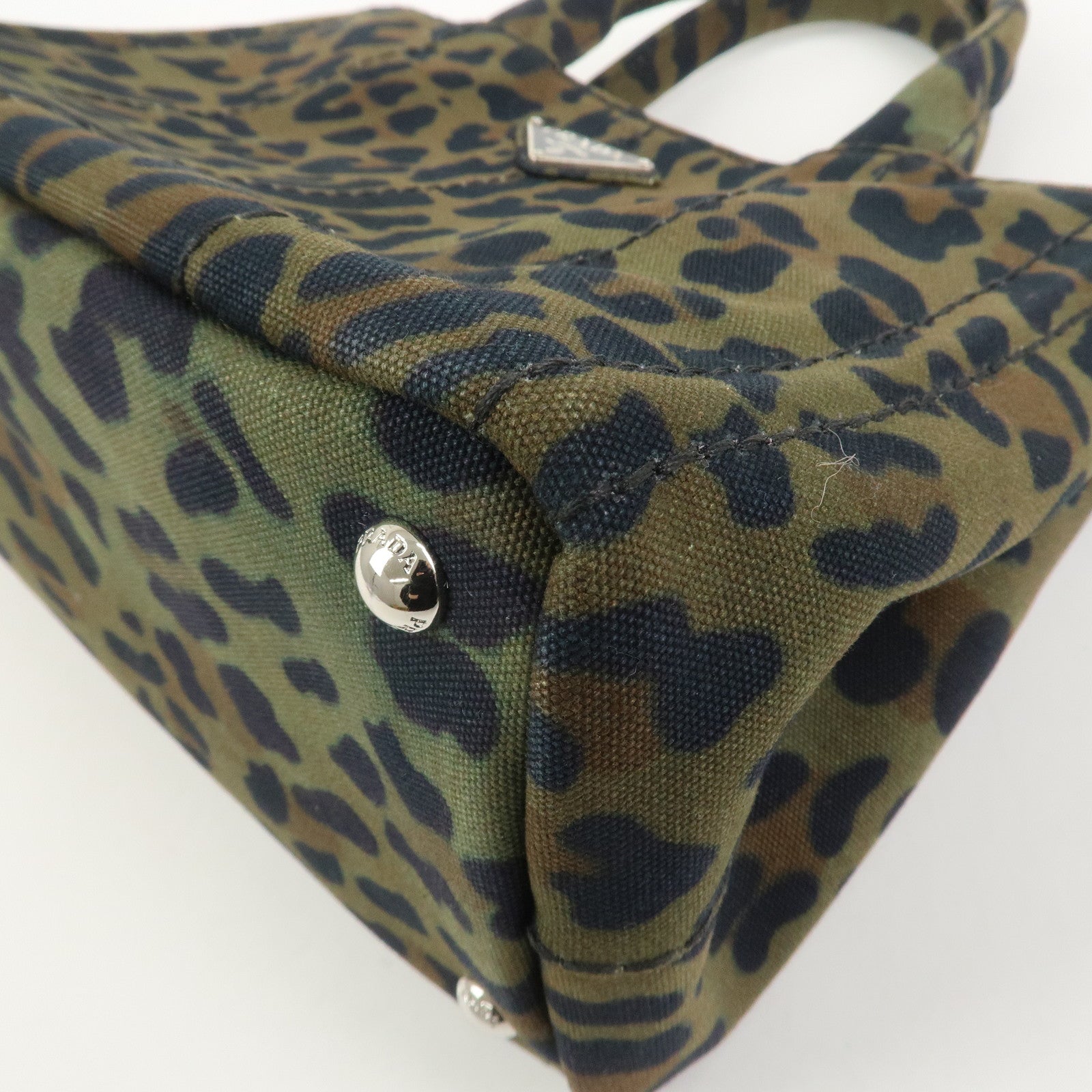 PRADA Triangle Logo Canapa Mini Canvas 2Way Bag Leopard 1BG439