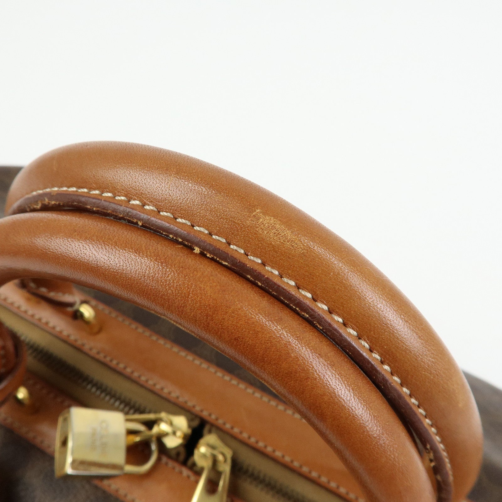 CELINE Macadam PVC Leather 2WAY Bag Boston Bag Shoulder Bag Brown