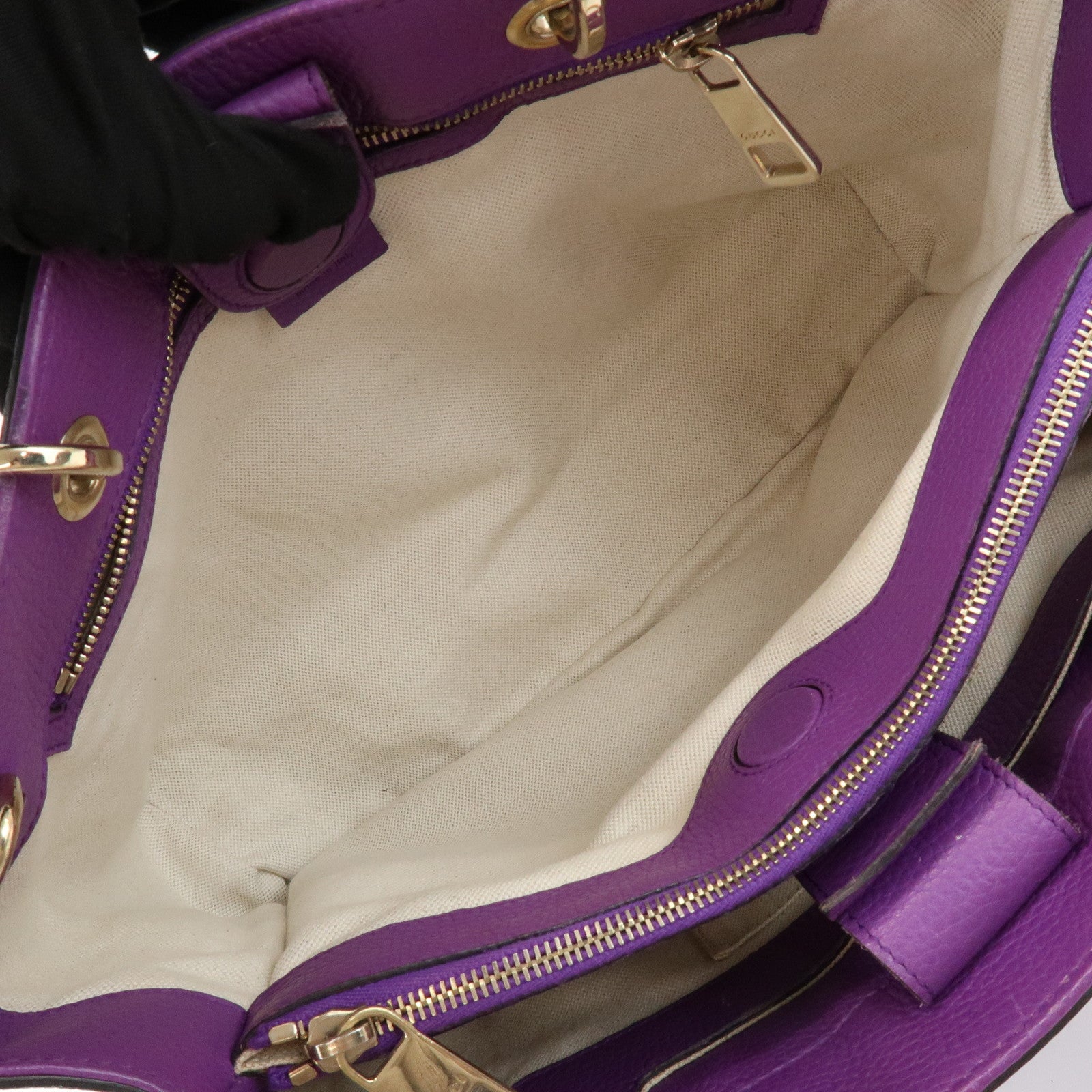 GUCCI Bamboo Shopper Medium 2Way Shoulder Bag Purple Blue 323660