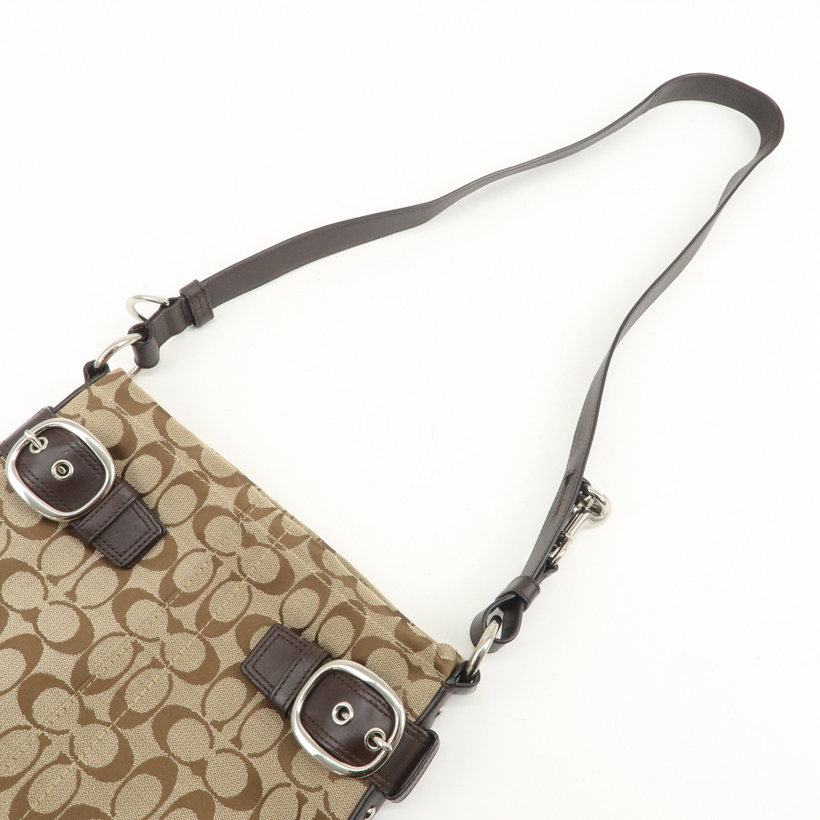 COACH Signature Canvas Leather Shoulder Bag Crossbody Bag Beige