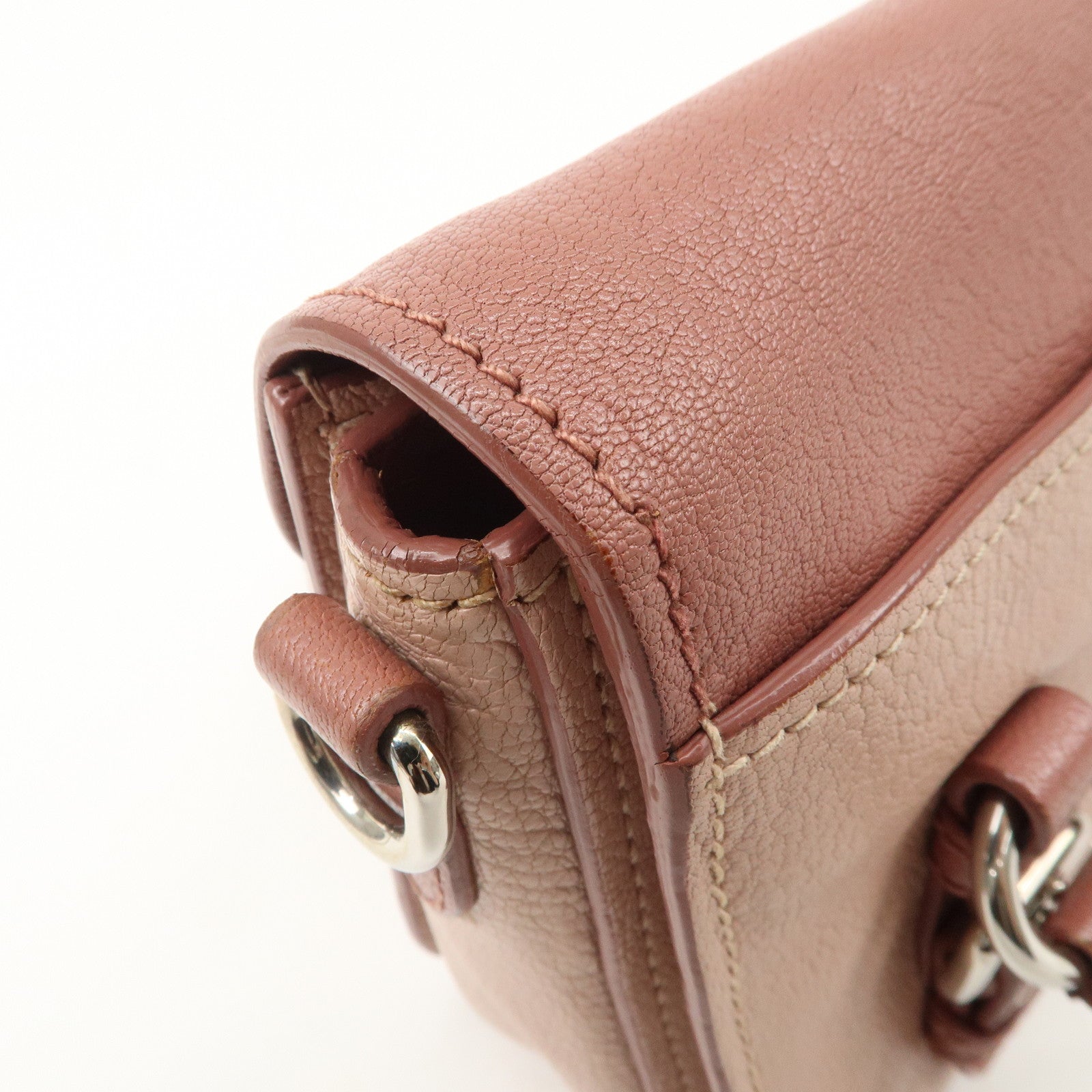 MIU MIU Madras Leather 2WAY Bag Hand Bag Shoulder Bag Pink RN1020