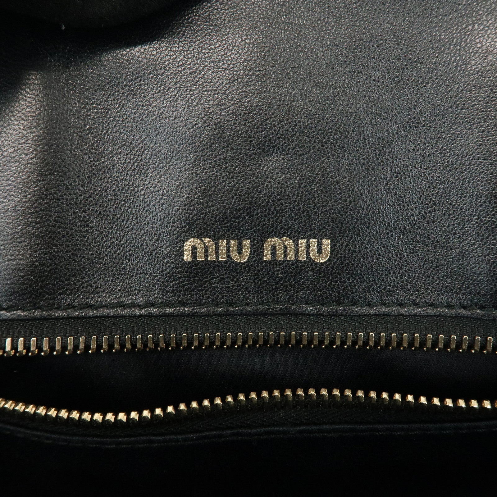 MIU MIU Matelasse Leather 2Way Bag Hand Shoulder Bag Black 5BA125
