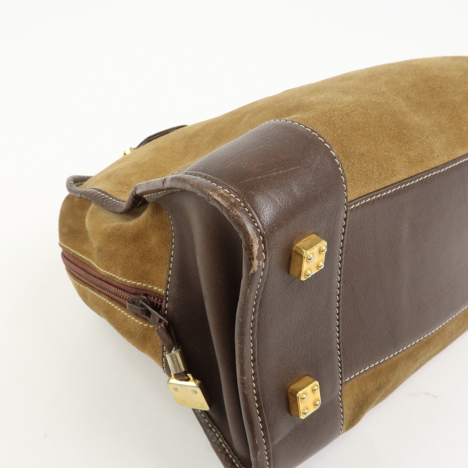 LOEWE Anagram Logo Amazona 32 Suede Hand Bag Boston Bag Camel