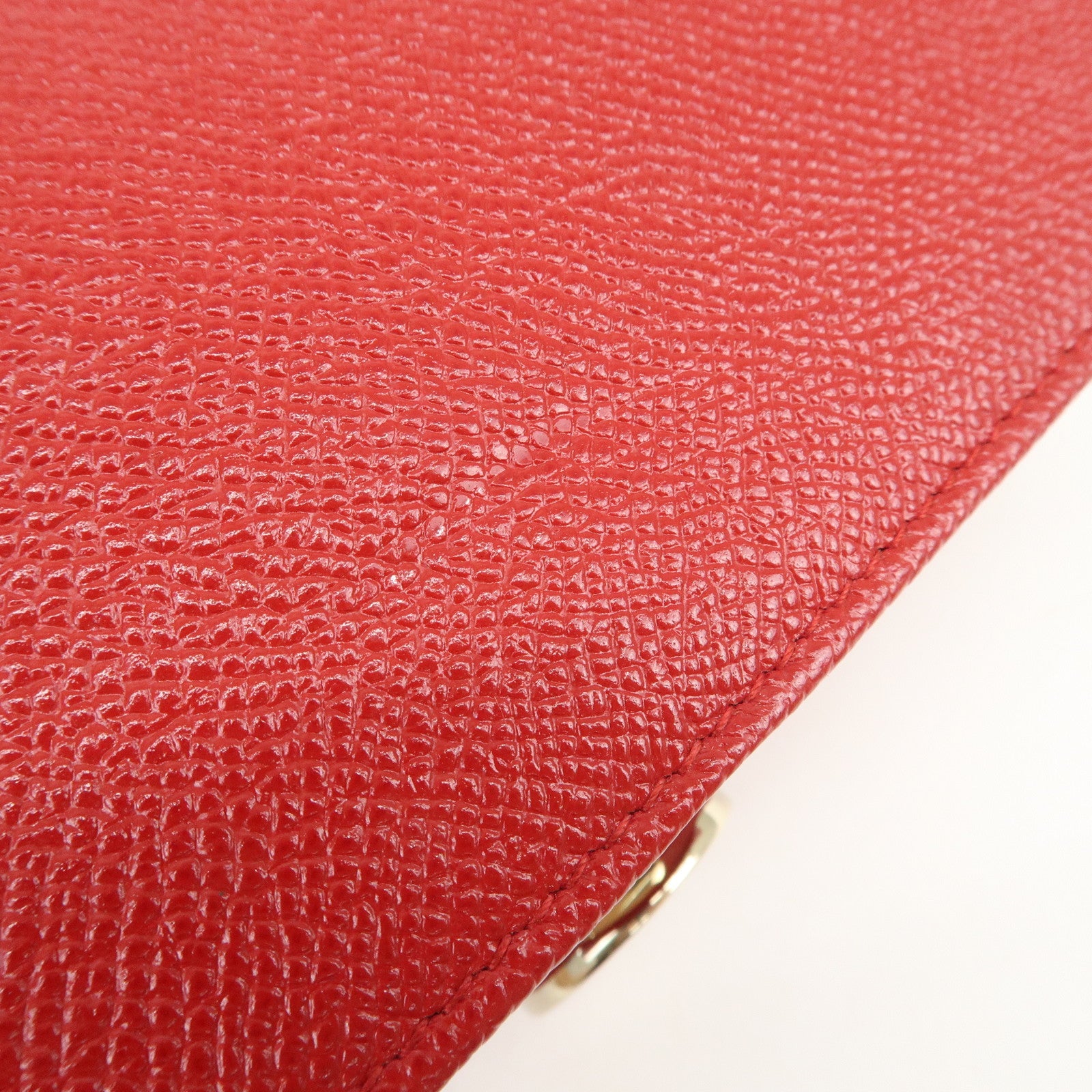 BVLGARI Logo Leather Bi-Fold Long Wallet Red