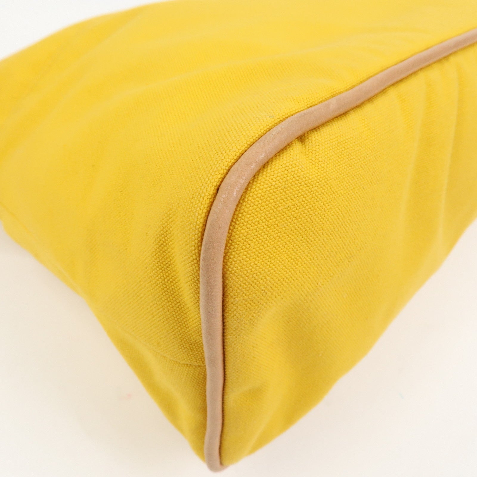 HERMES Bolide Pouch GM Canvas Leather Cosmetic Pouch Yellow