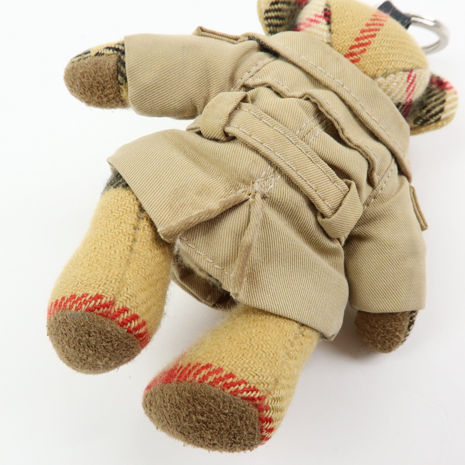 BURBERRY Nova Paid Canvas Bag Charm Key Holder Thomas Bear Beige