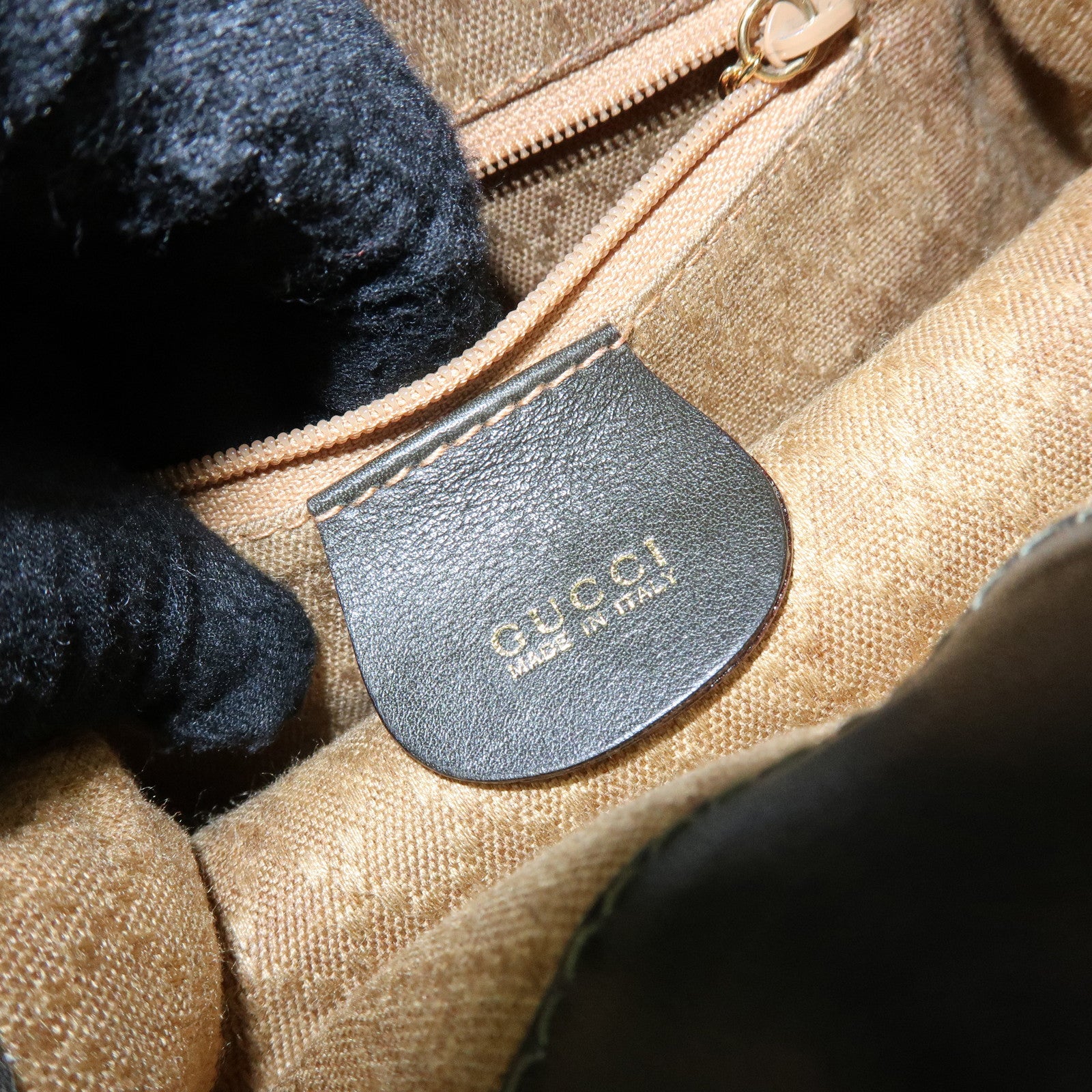 GUCCI Bamboo Leather Backpack Rucksack Khaki 003・1705・0030