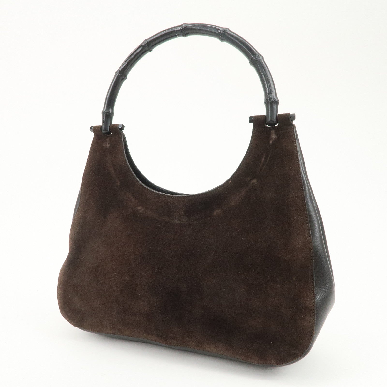 GUCCI Bamboo Suede Leather Shoulder Bag Hand Bag Brown 001 3739