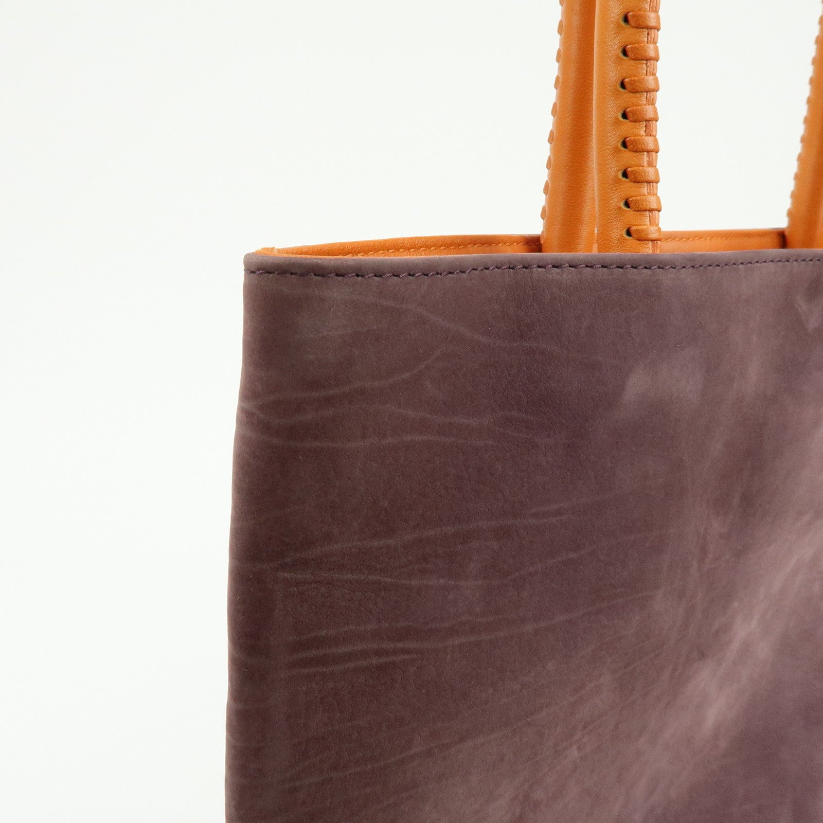 BVLGARI Collezione Suede Leather Tote Shoulder Bag Purple Orange