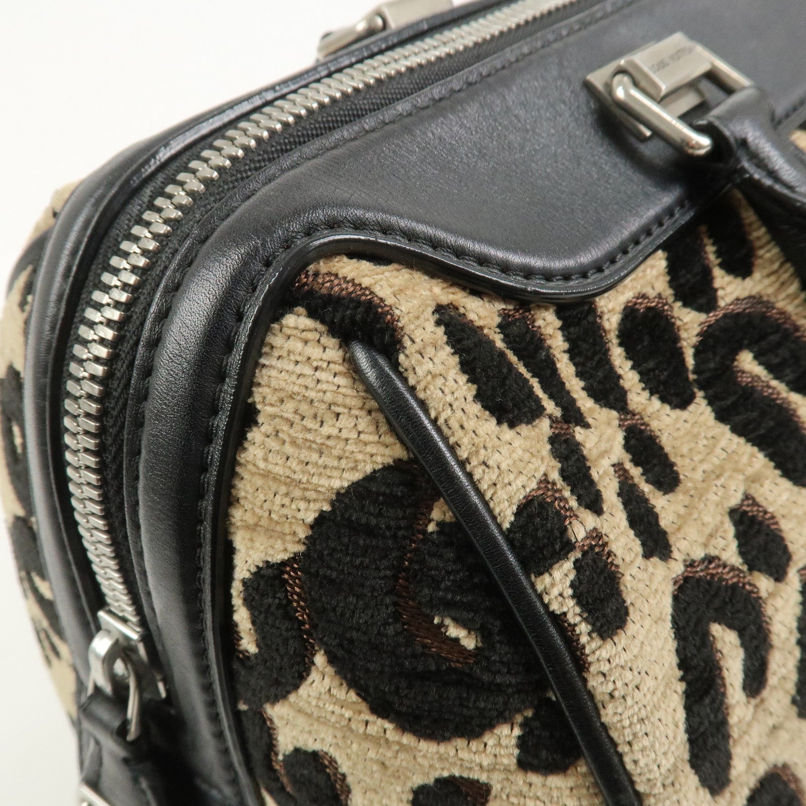 Louis Vuitton Speedy PM Leopard Corduroy Leather Hand Bag M97396