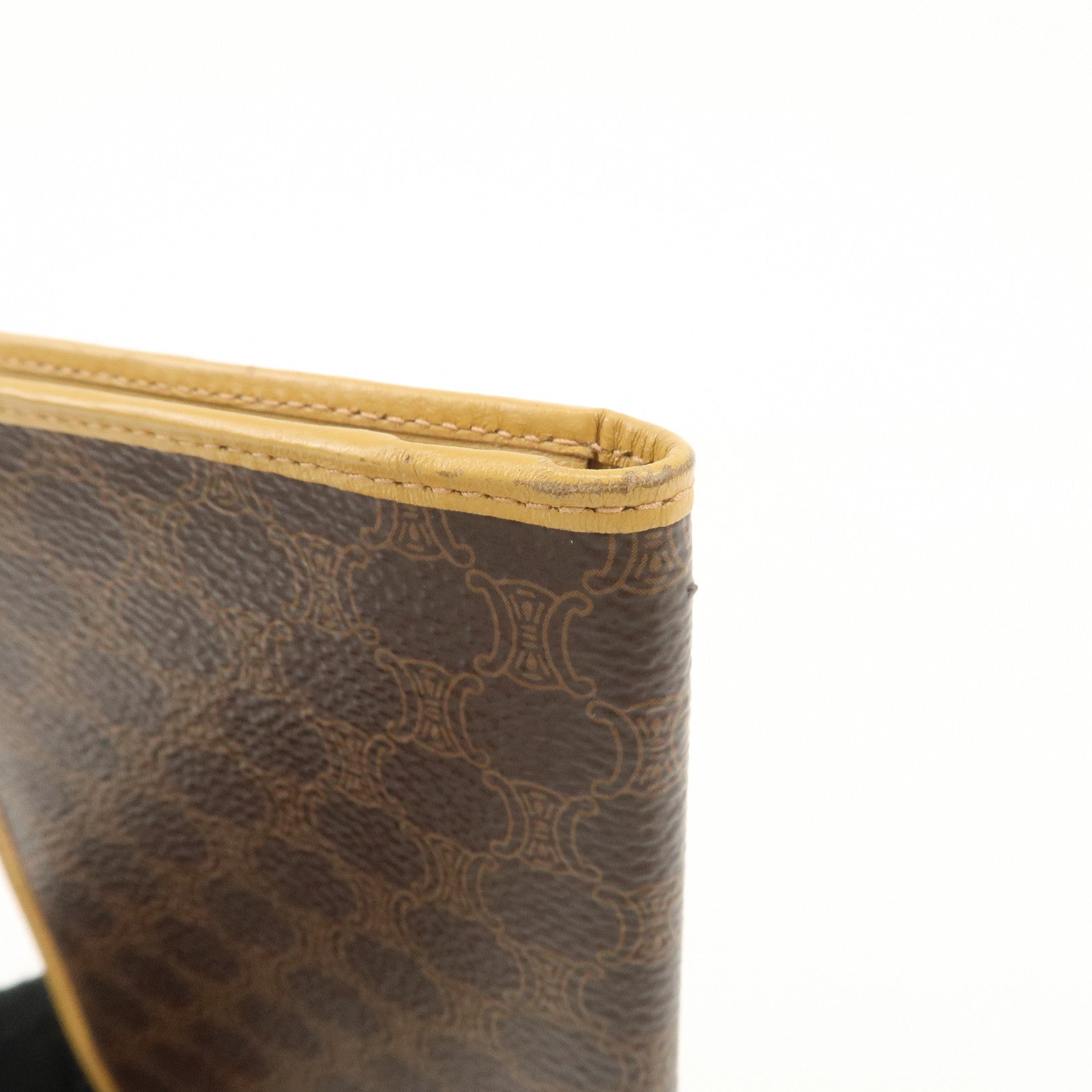 CELINE Macadam Set of 2 Long Wallet Leather Beige Dark Brown Used