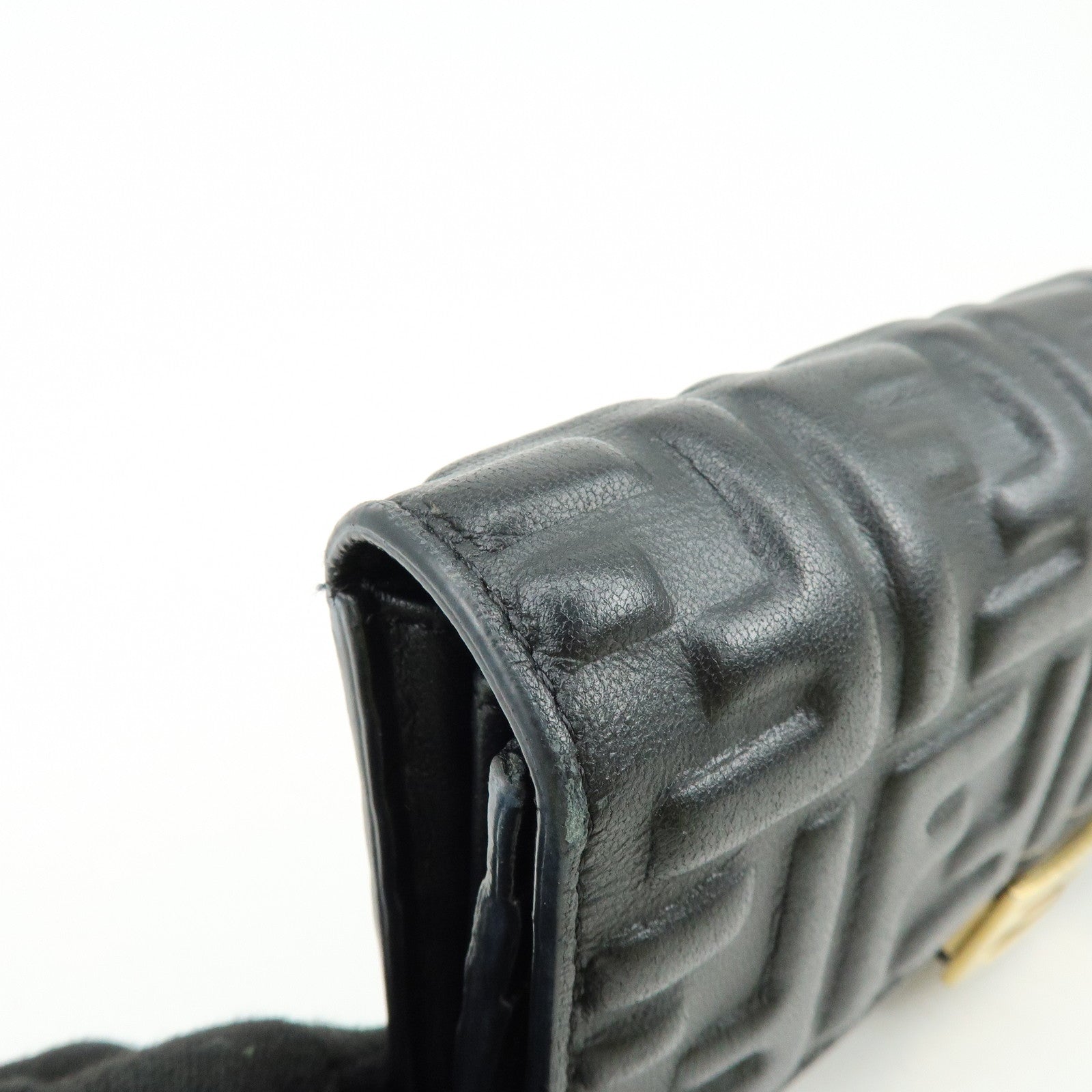 FENDI Zucca Leather Continental Long Wallet Black 8M0251