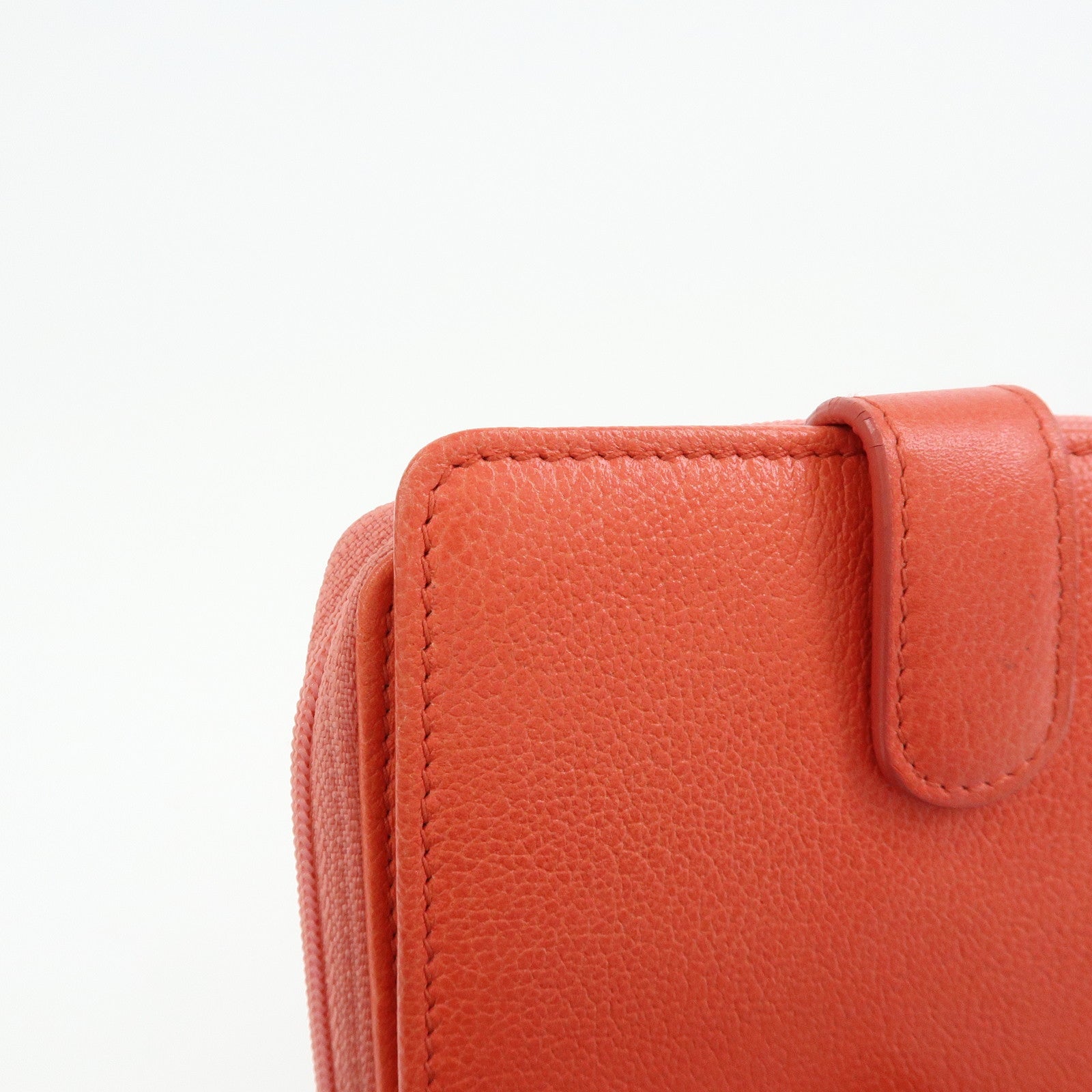 CHANEL Camellia Zip Around Leather Compact Wallet Rose Pink