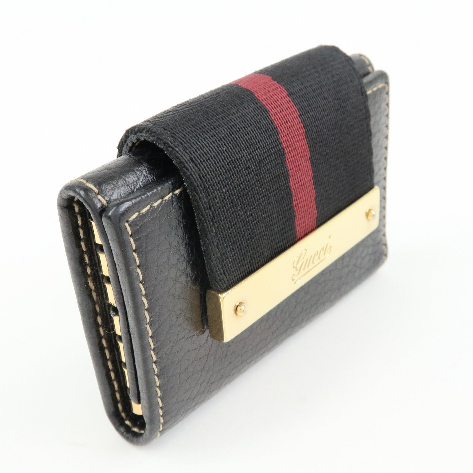 GUCCI Sherry Leather 6 Ring Key Case Key Holder Black 181673