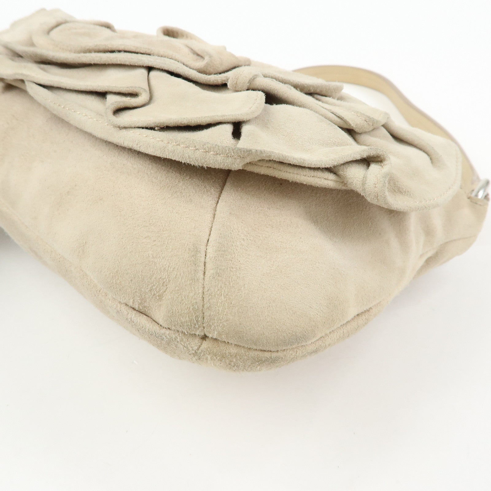 SAINT LAURENT PARIS Nadja Rive Gauche Suede Hand Bag Beige 112930