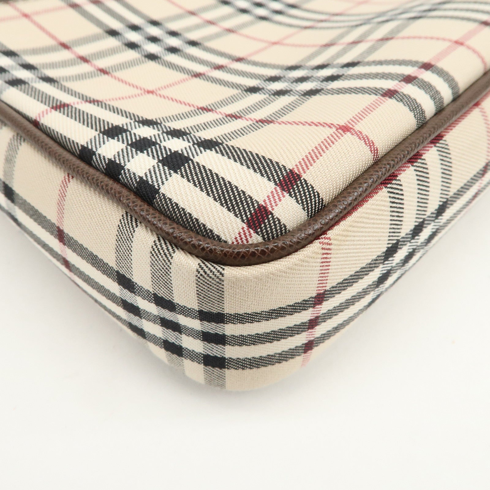 BURBERRY Nova Plaid Canvas Leather Shoulder Crossbody Bag Beige