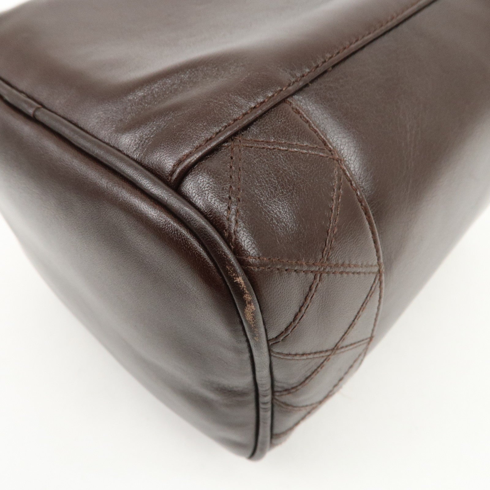 CHANEL Bicolore Lamb Skin Vanity Bag Hand Bag Brown A01619