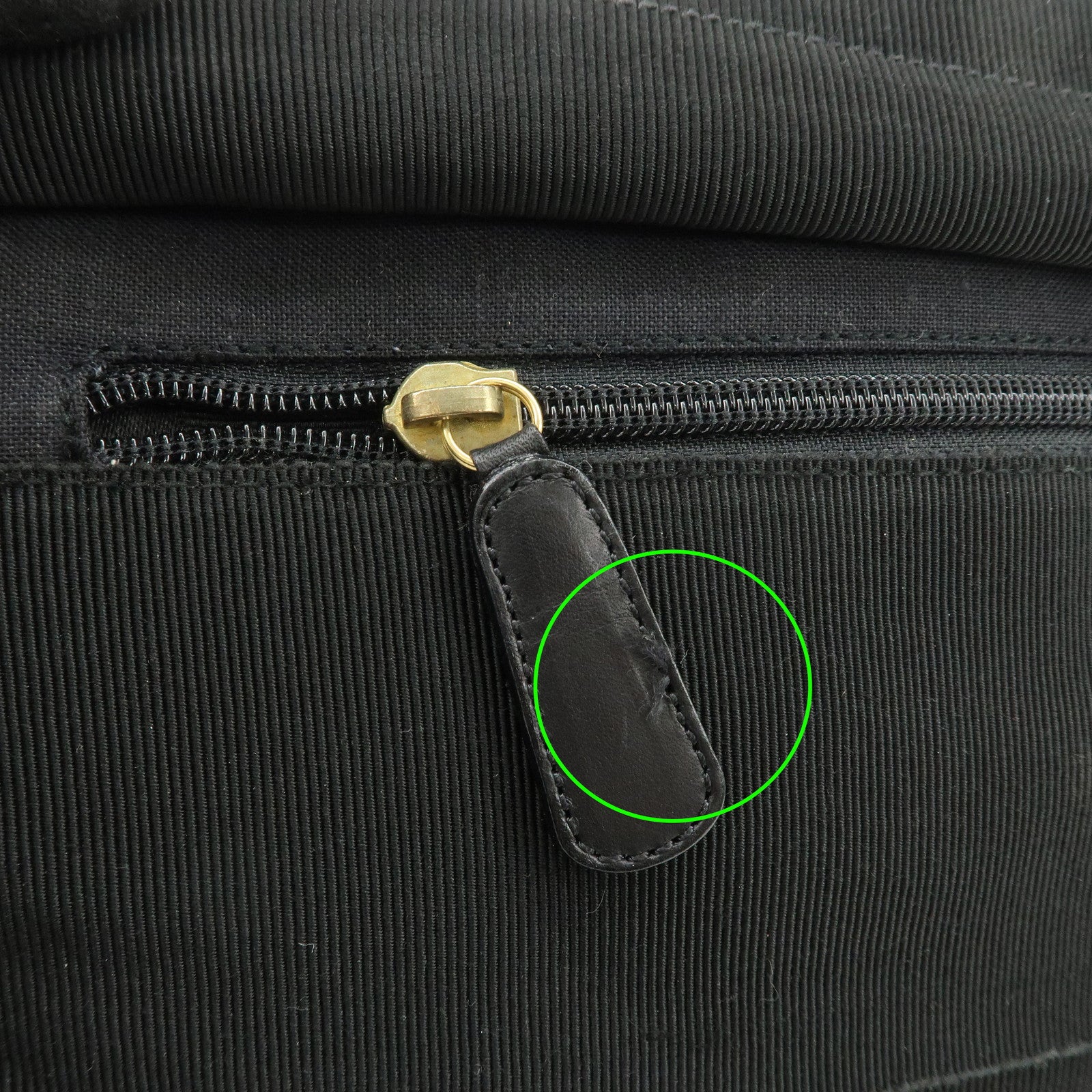 Ferragamo Leather Canvas Chain Tote Bag Hand Bag Black Gold Hardware Used