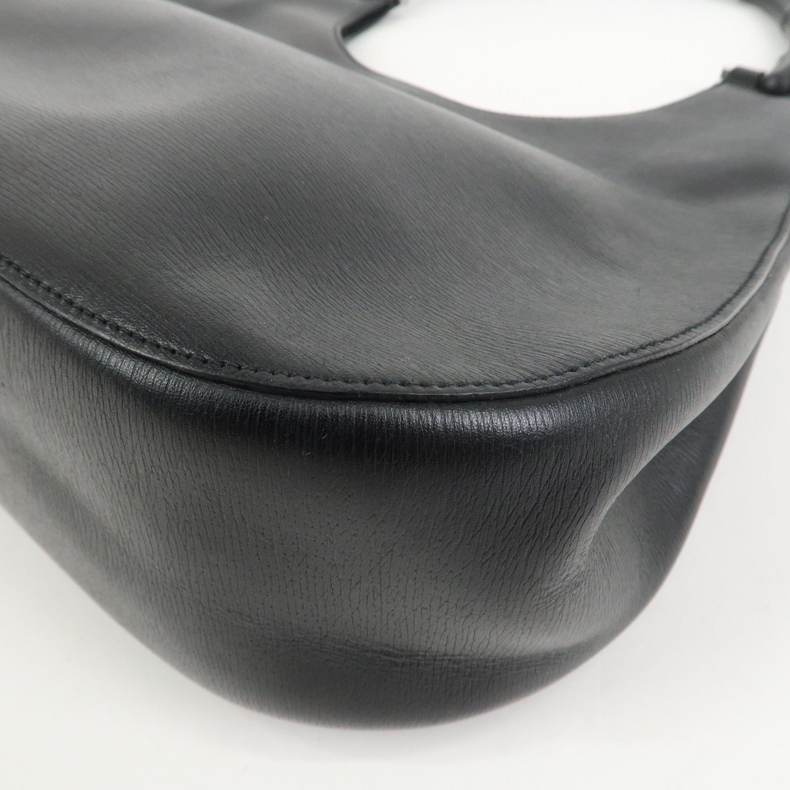 GUCCI Bamboo Leather Shoulder Bag Hand Bag Black 001.3760