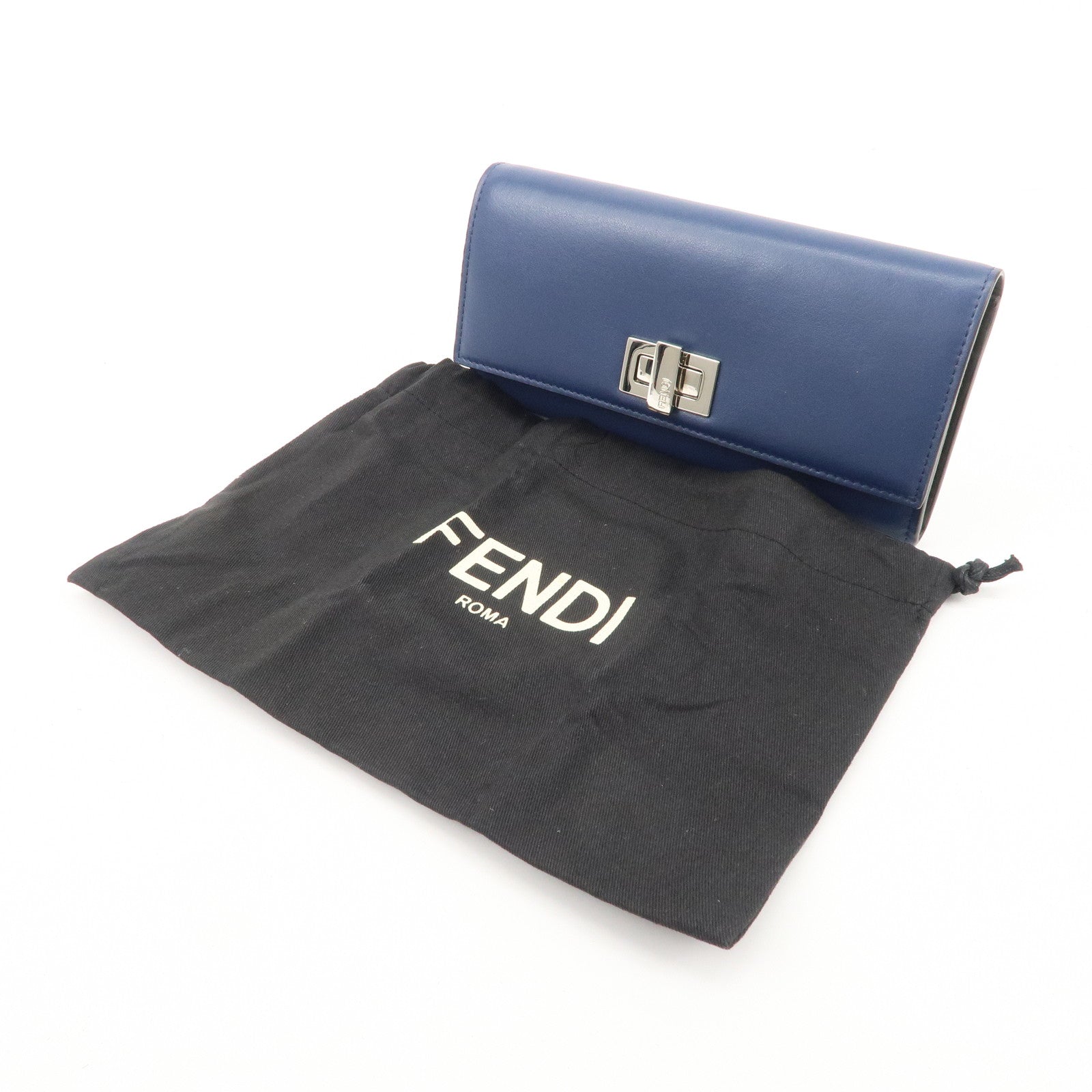 FENDI Peekaboo Leather Bi-fold Continental Wallet Long Wallet 8M0377 Used