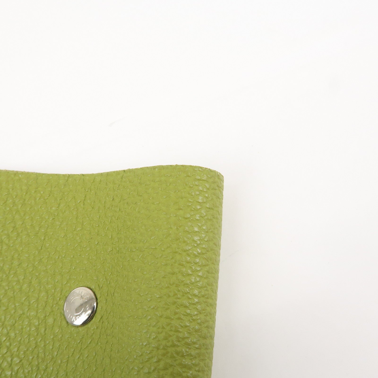 HERMES Ulysse MM Leather Notebook Cover Agenda L Stamped Green