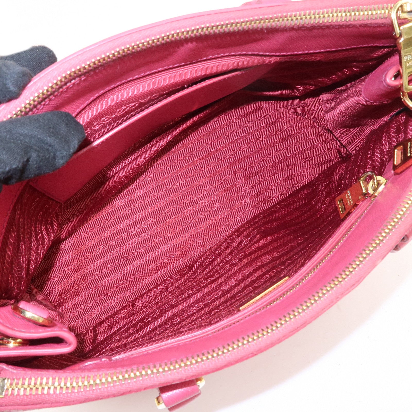 PRADA Triangle Logo Saffiano Leather 2Way Bag Hand Bag Pink BN1801