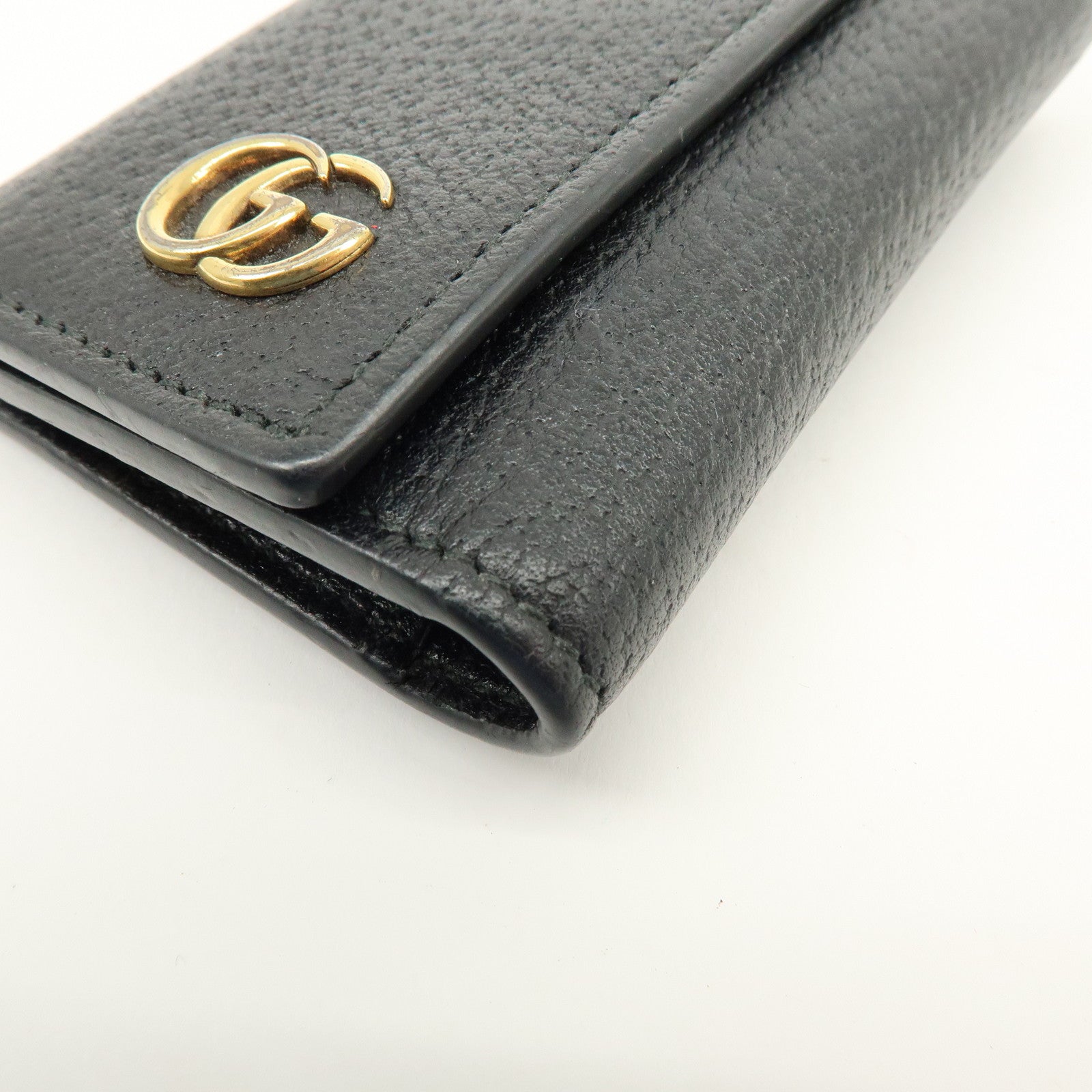 GUCCI GG Marmont Leather 6 Rings Key Case Key Holder Black 435305
