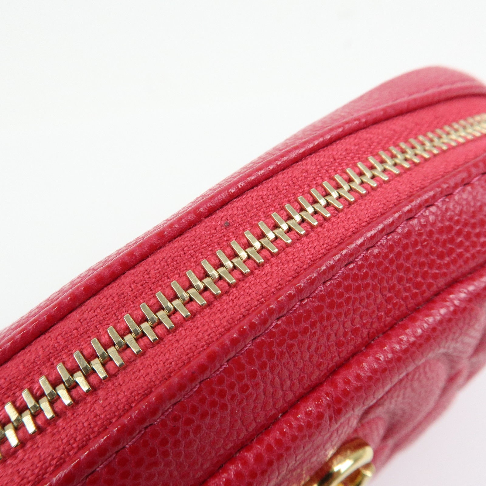 CHANEL Camellia COCO Mark Caviarskin Cosmetic Accessory Pouch Pink