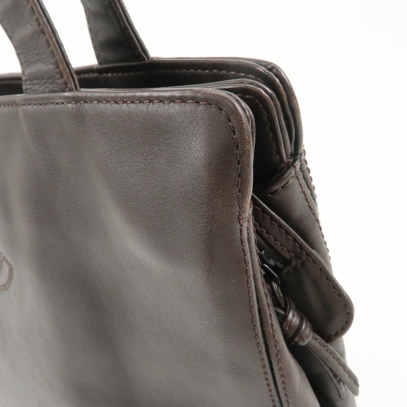 CHANEL COCO Mark Leather Tote Bag Shoulder Bag Brown A14305