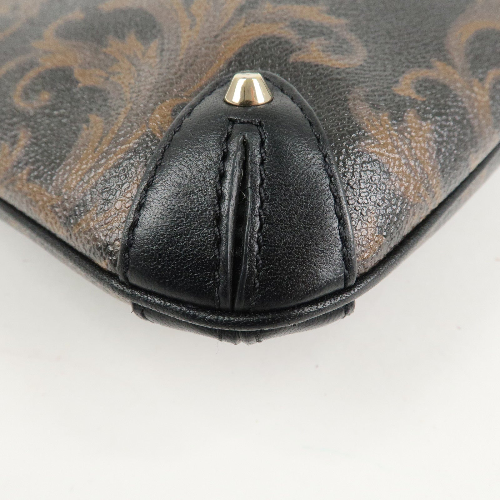 GIANNI VERSACE Medusa Chain Shoulder Bag Hand Bag Black Brown Used