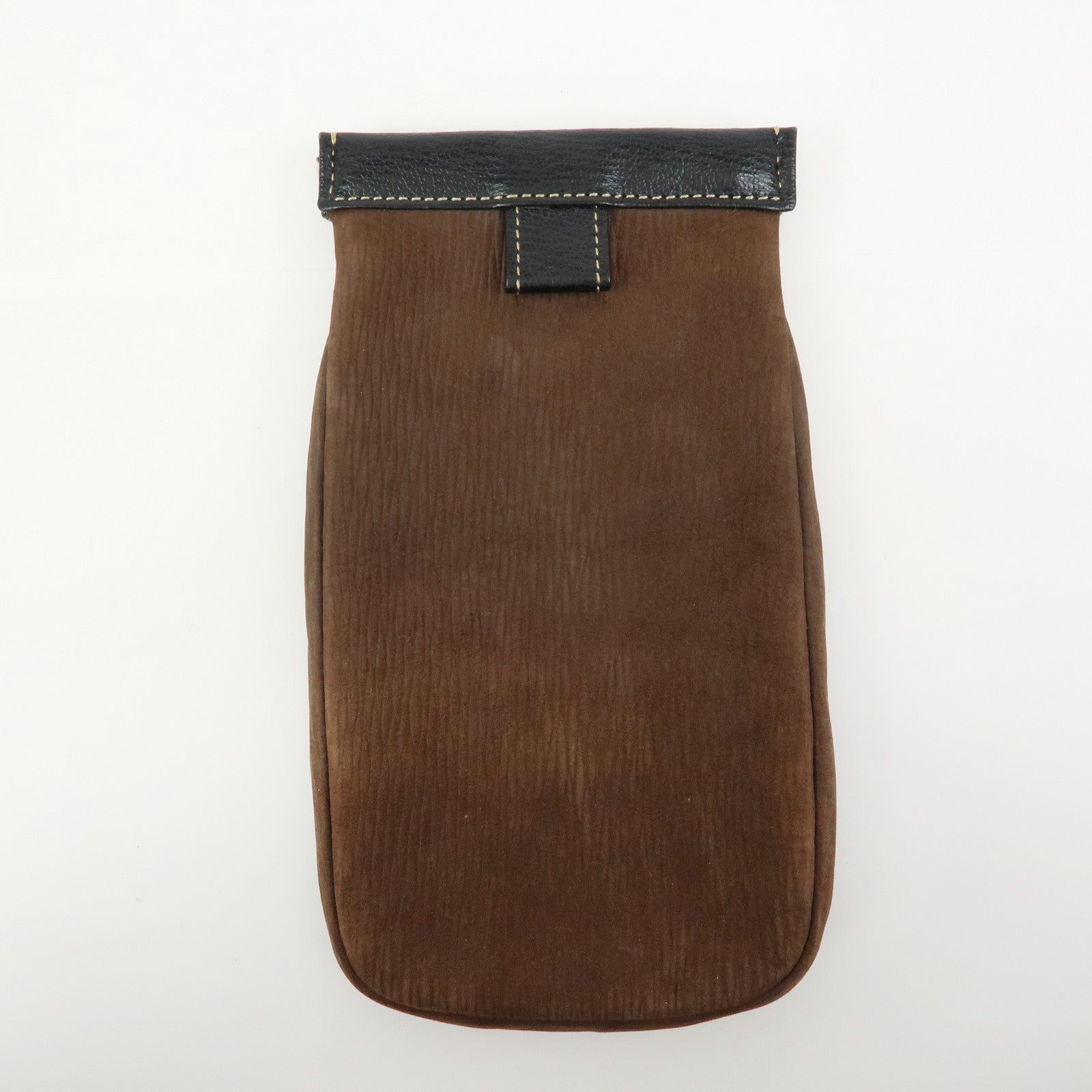 LOEWE Velazquez Suede Leather Pouch Glasses Case Brown Black