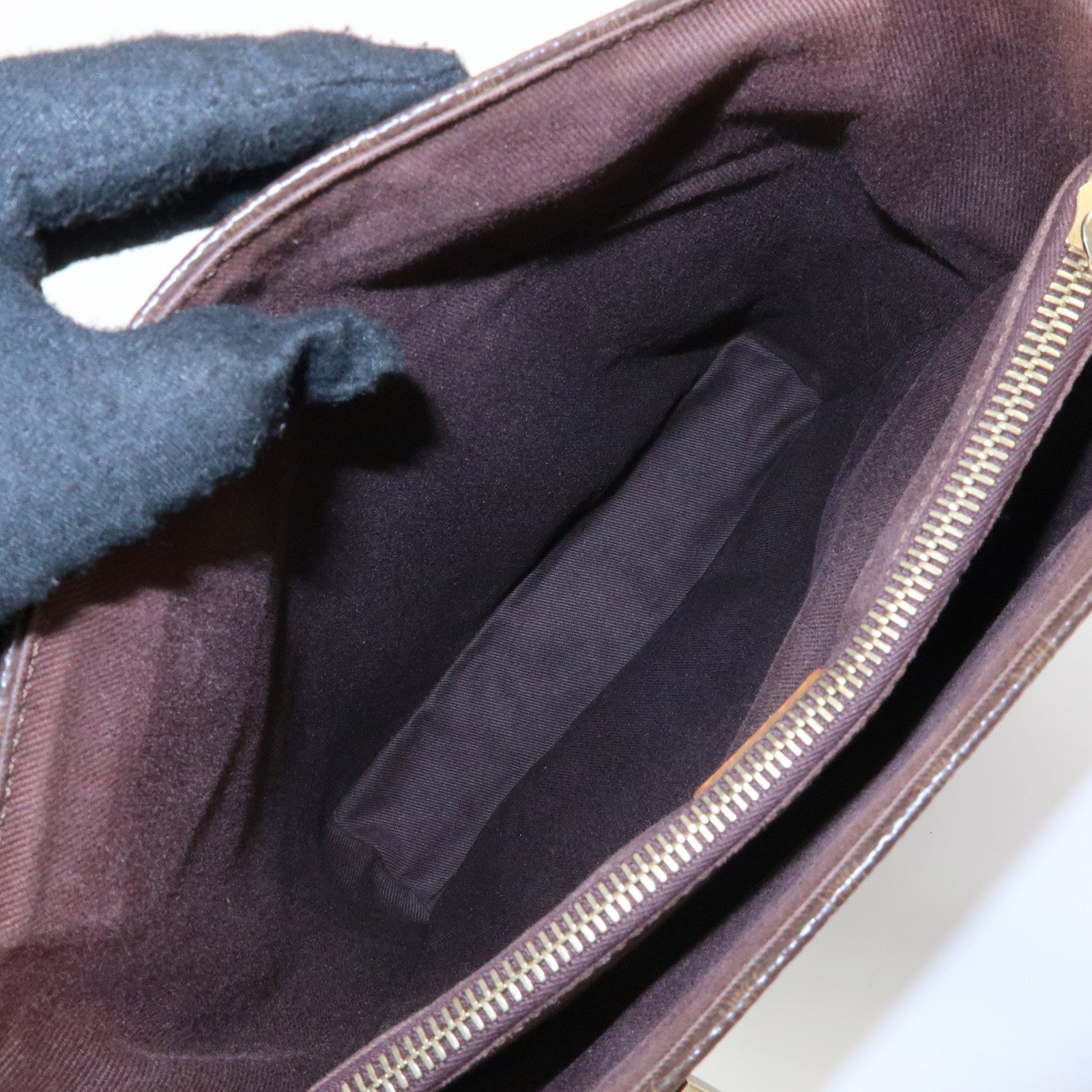 CELINE Macadam PVC Leather Tote Bag Hand Bag Shoulder Bag Brown