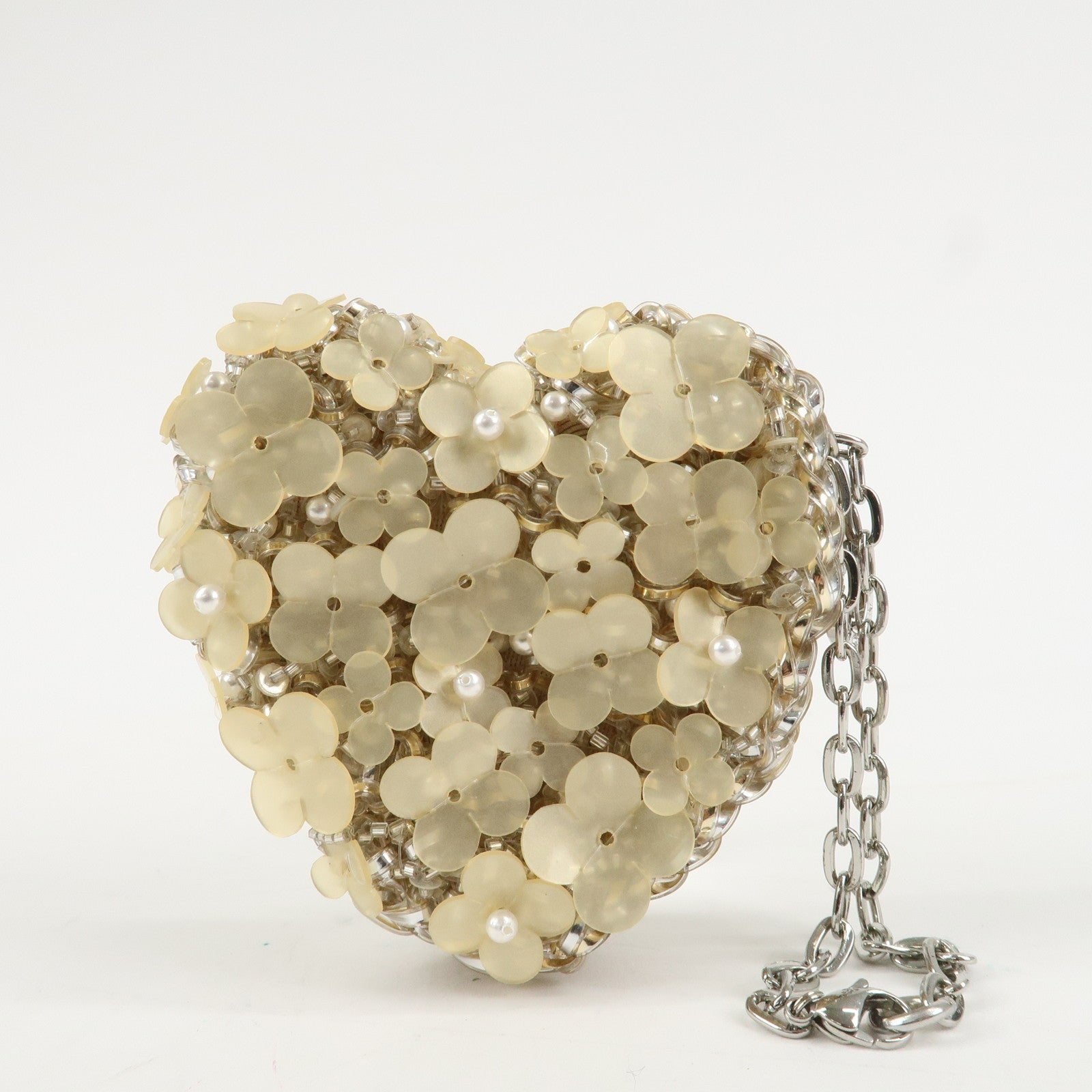 ANTEPRIMA Heart Flower Plastic Bijou Pouch Accessory Case Beige Used