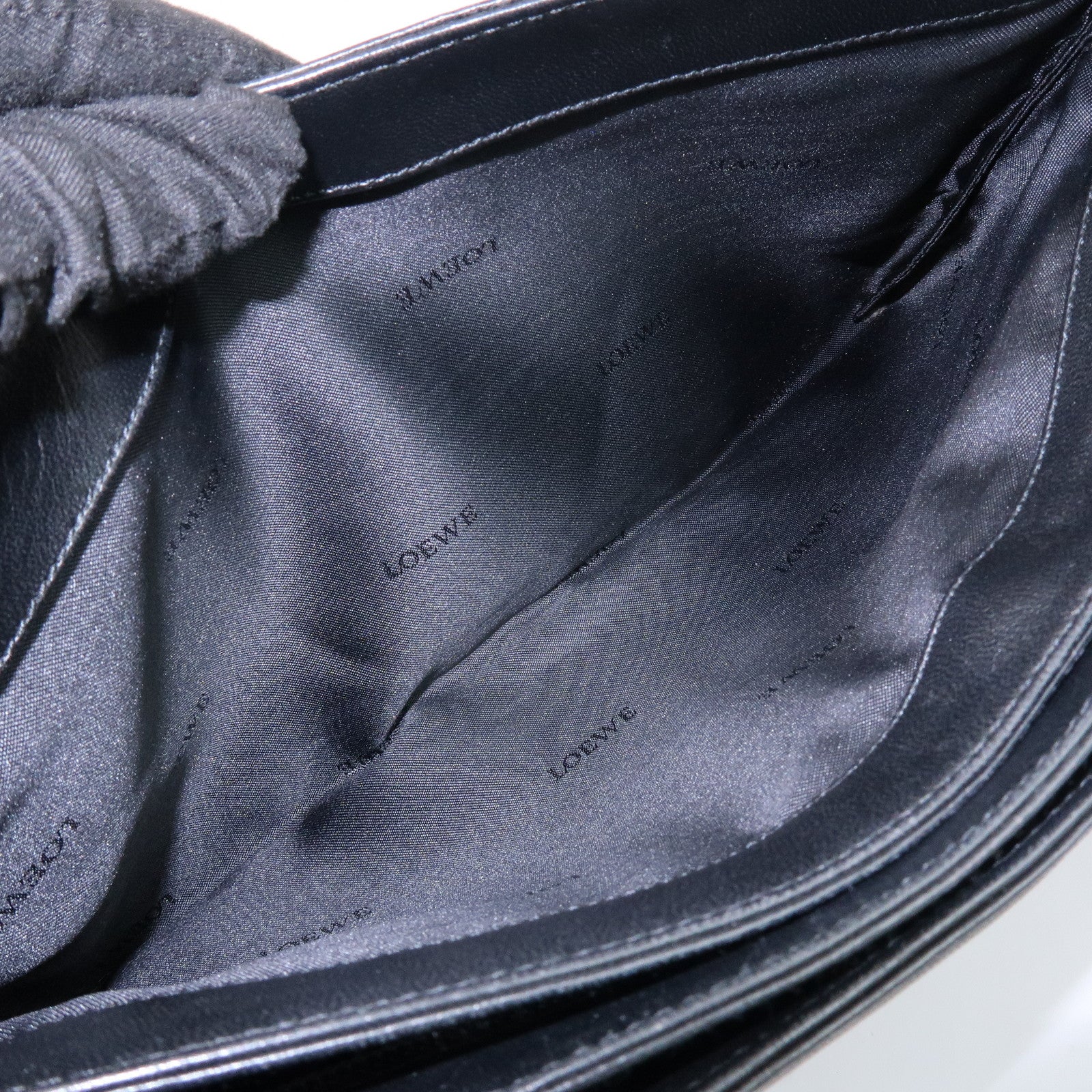 LOEWE Anagram Logo Nappa Leather Chain Shoulder Bag Hand Bag Black