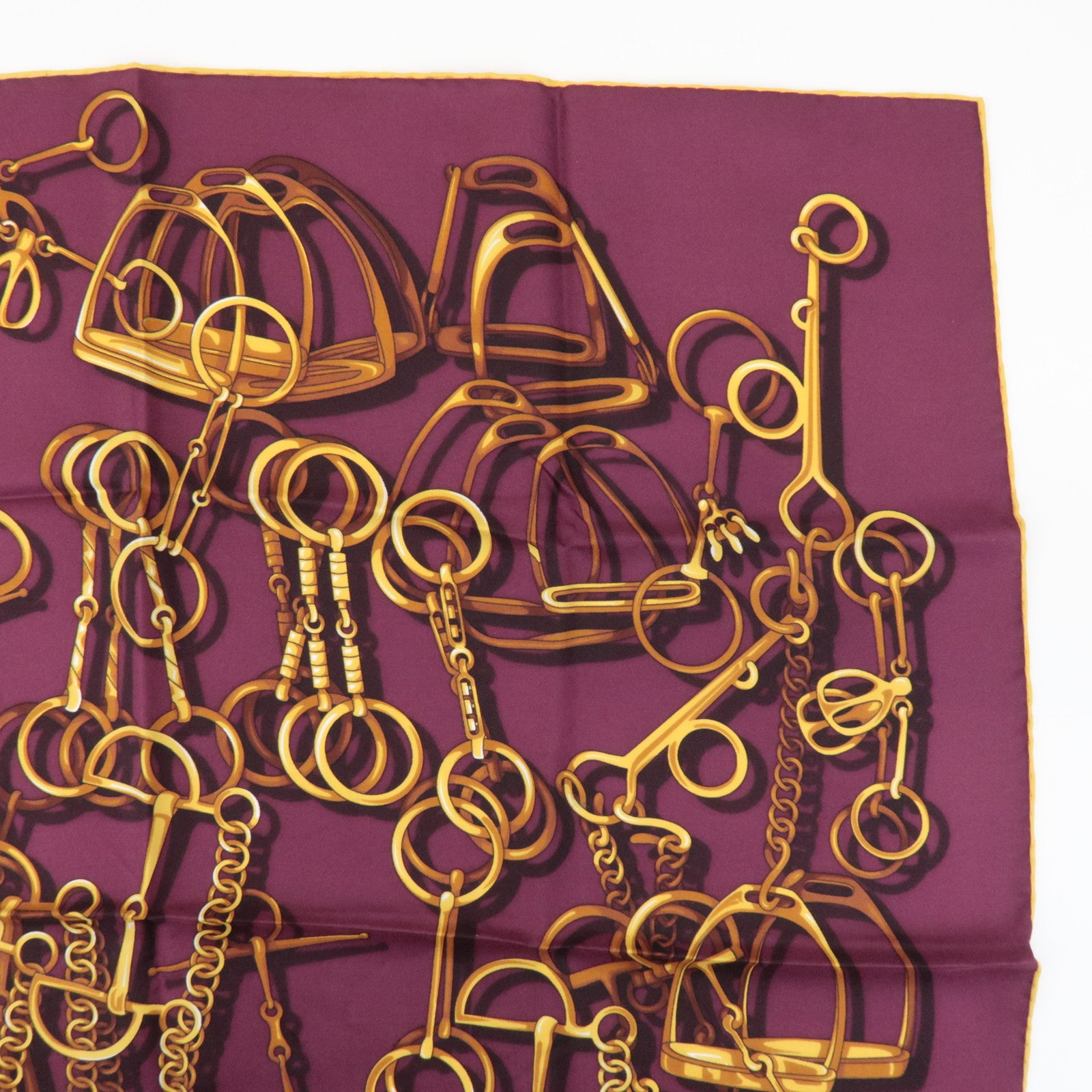 GUCCI Horse Bit Silk 100% 65×65 Scarf Purple