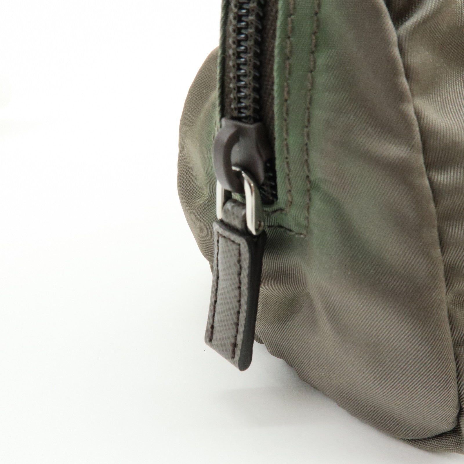 PRADA Triangle Logo Set of 2 Nylon Pouch Cosmetic Pouch Red Khaki