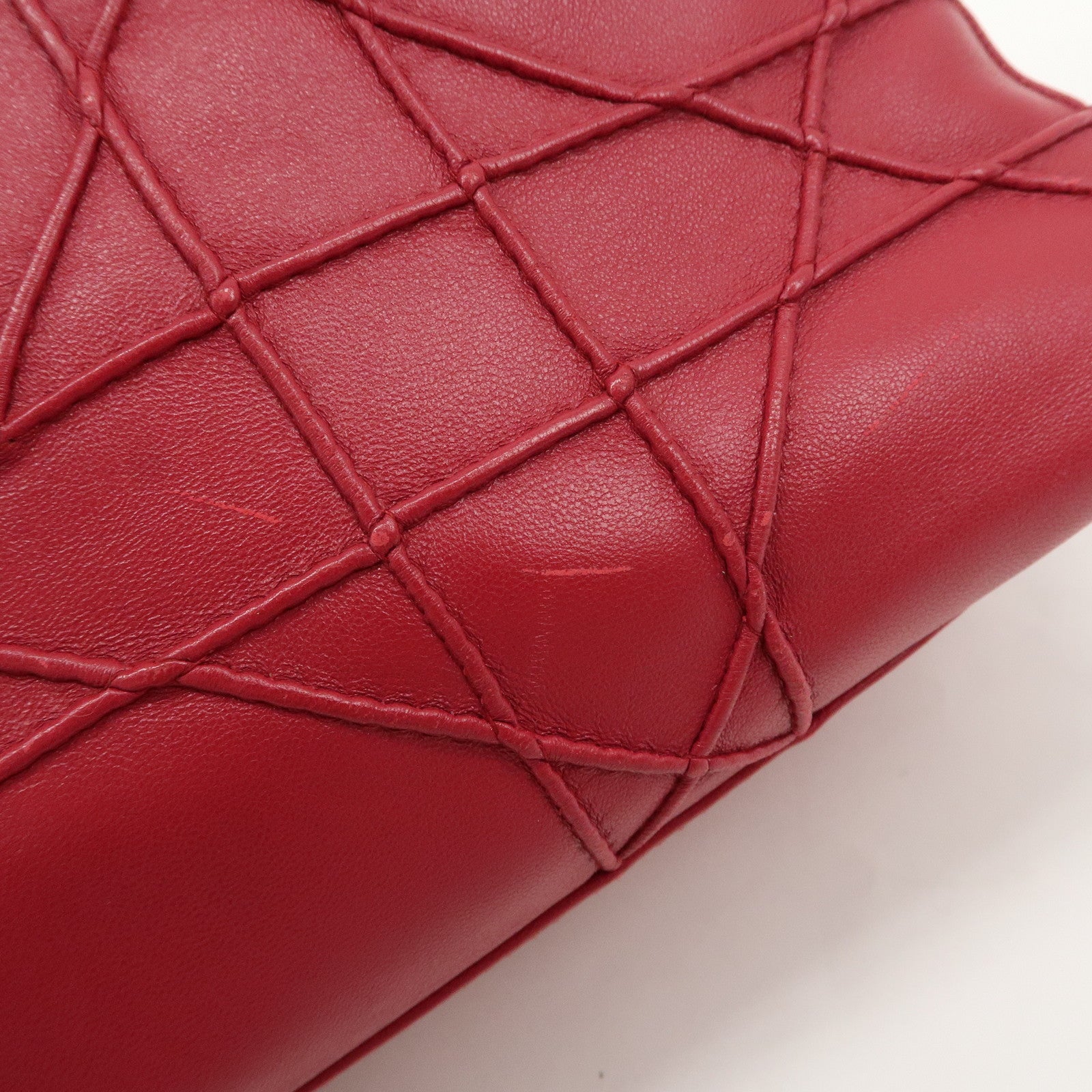 Christian Dior Leather 2Way Bag Hand Bag Shoulder Bag Pink Used