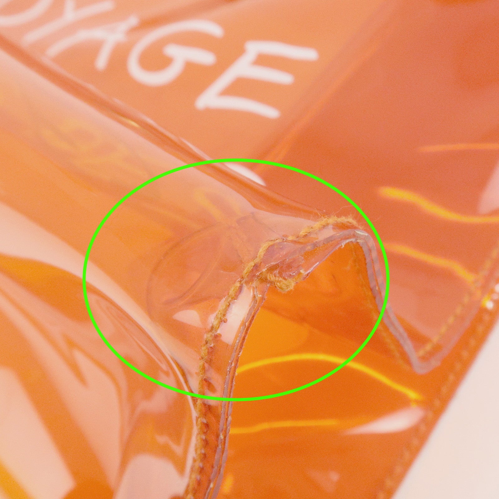 HERMES Kelly Vinyl Hand Bag Clear Transparent Orange