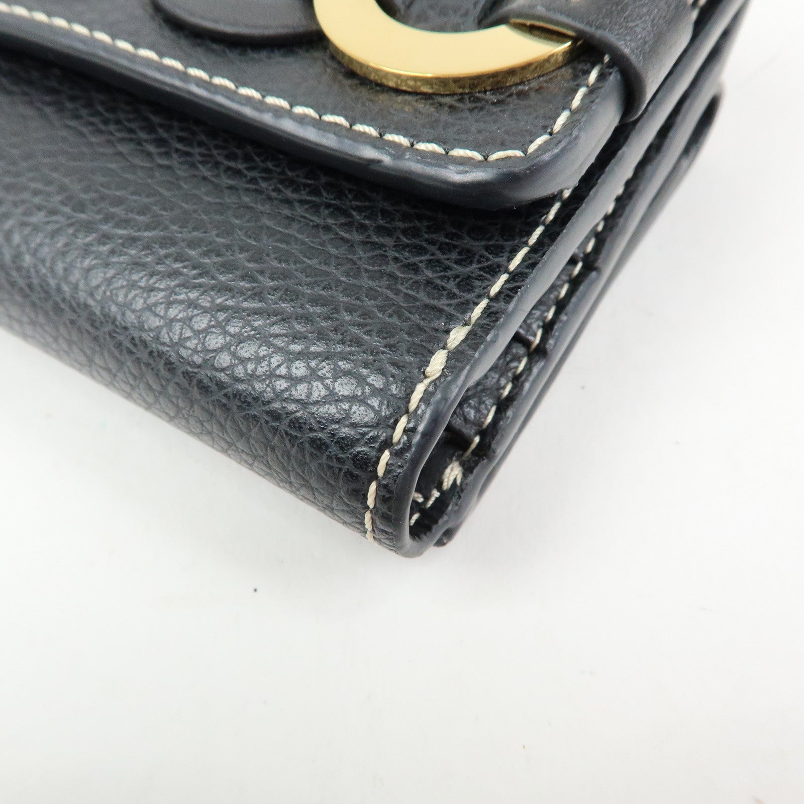 Chloe Darryl Leather Tri-fold Compact Wallet Black